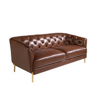CHESTERFIELD-SOFA Cognacbraun Gold 188/94/75 cm - Goldfarben/Braun, Leder (188/75/94cm) - ANGEL CERDA