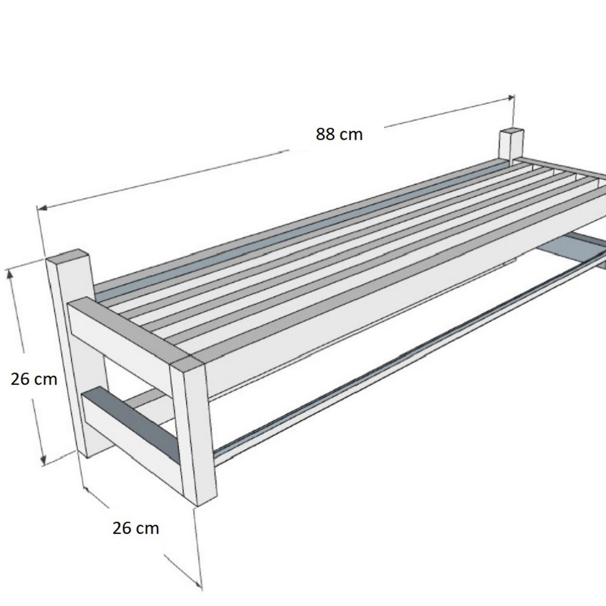 WANDGARDEROBE Bo, Eiche und schwarzes Metall, 26/88/26 cm - Beige, Holz (88/26/26cm) - WOODEK
