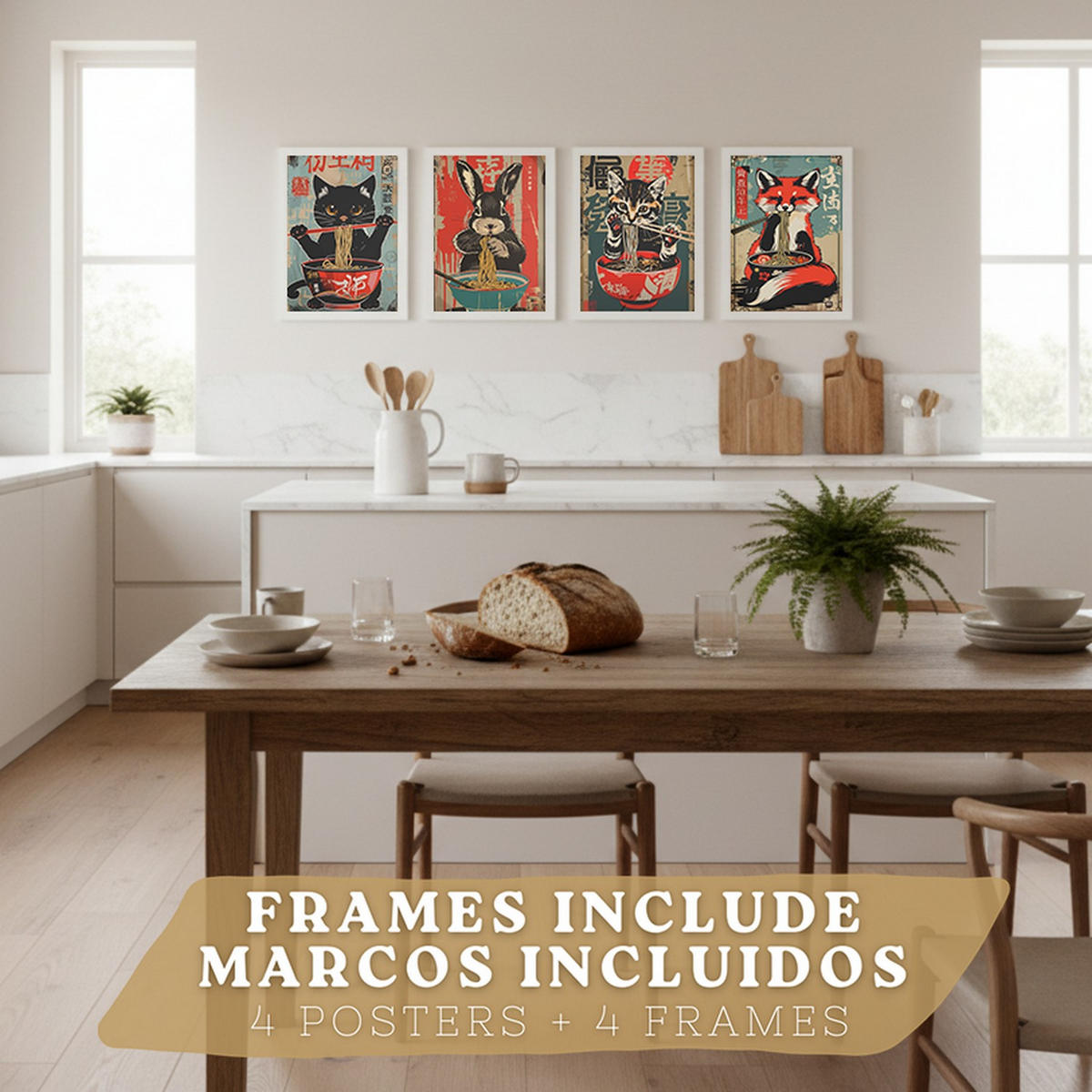PLAKAT Sada 4 Sada ramen po čtyřech A4 Bílý rám - bílá, papír (29.7/1/21cm) - Nacnic