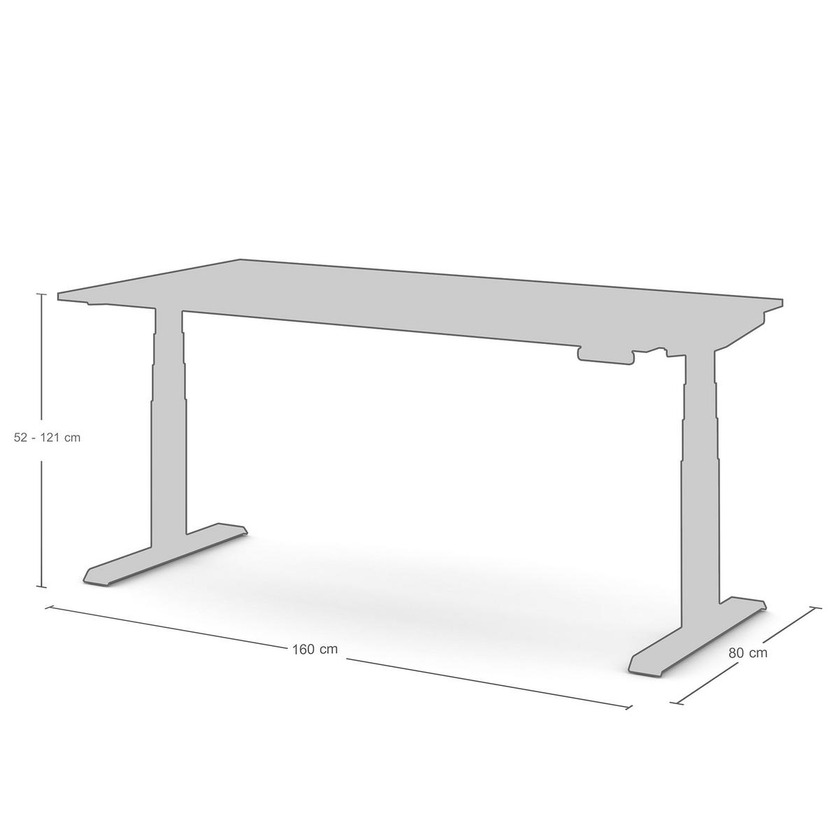 SCHREIBTISCH Elektrisch Höhenverstellbarer Familien Schreibtisch Pitino Signalweiß Signalweiß 160/80/52.5-121cm - Weiß, Holzwerkstoff/Metall (80/160/121cm) - ASSMANN