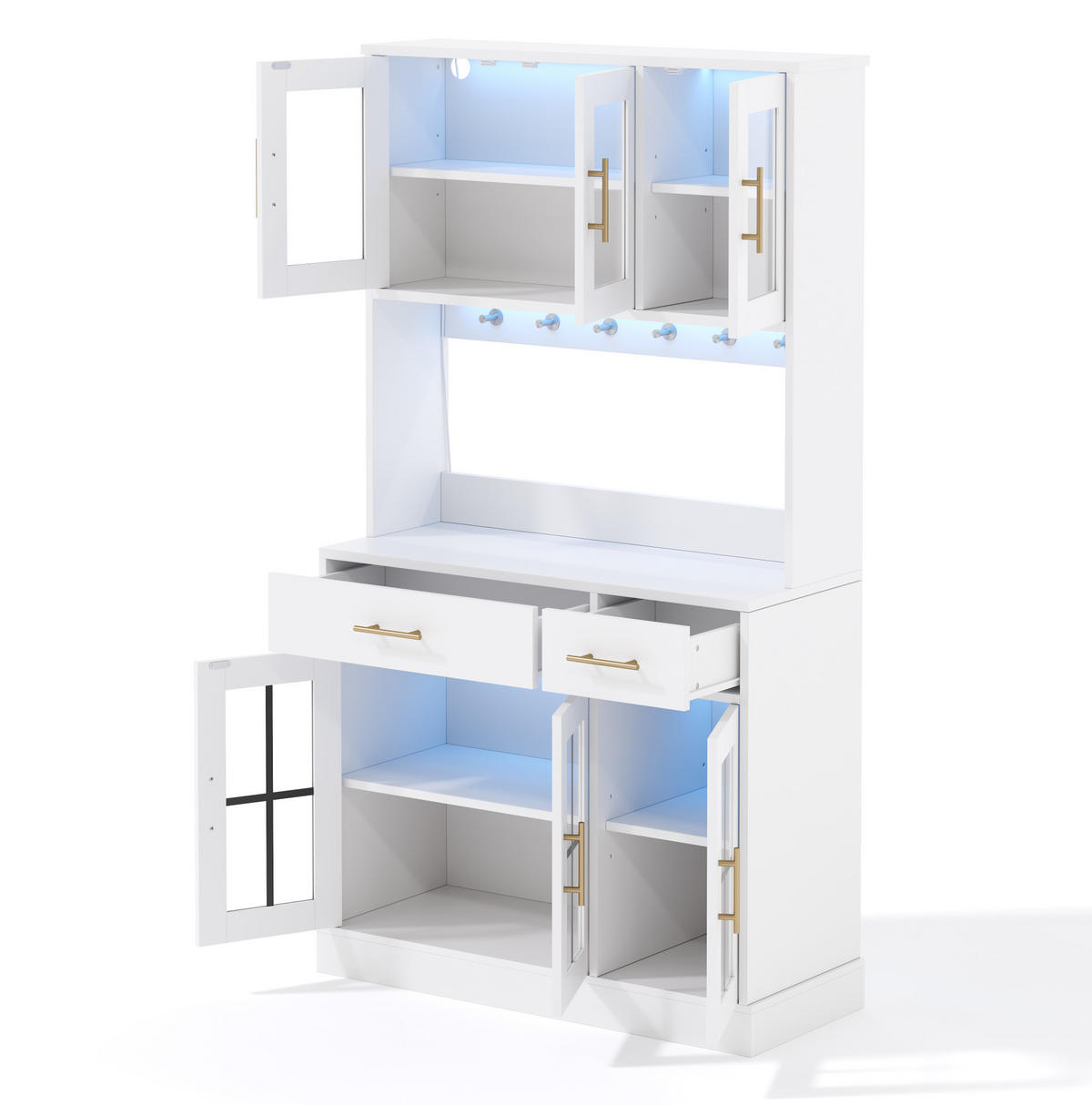 BUFFET 180/100 cm aus MDF mit LED-Lichtleisten Weiß - Weiß, Holzwerkstoff (100/180/40cm) - Modenvie