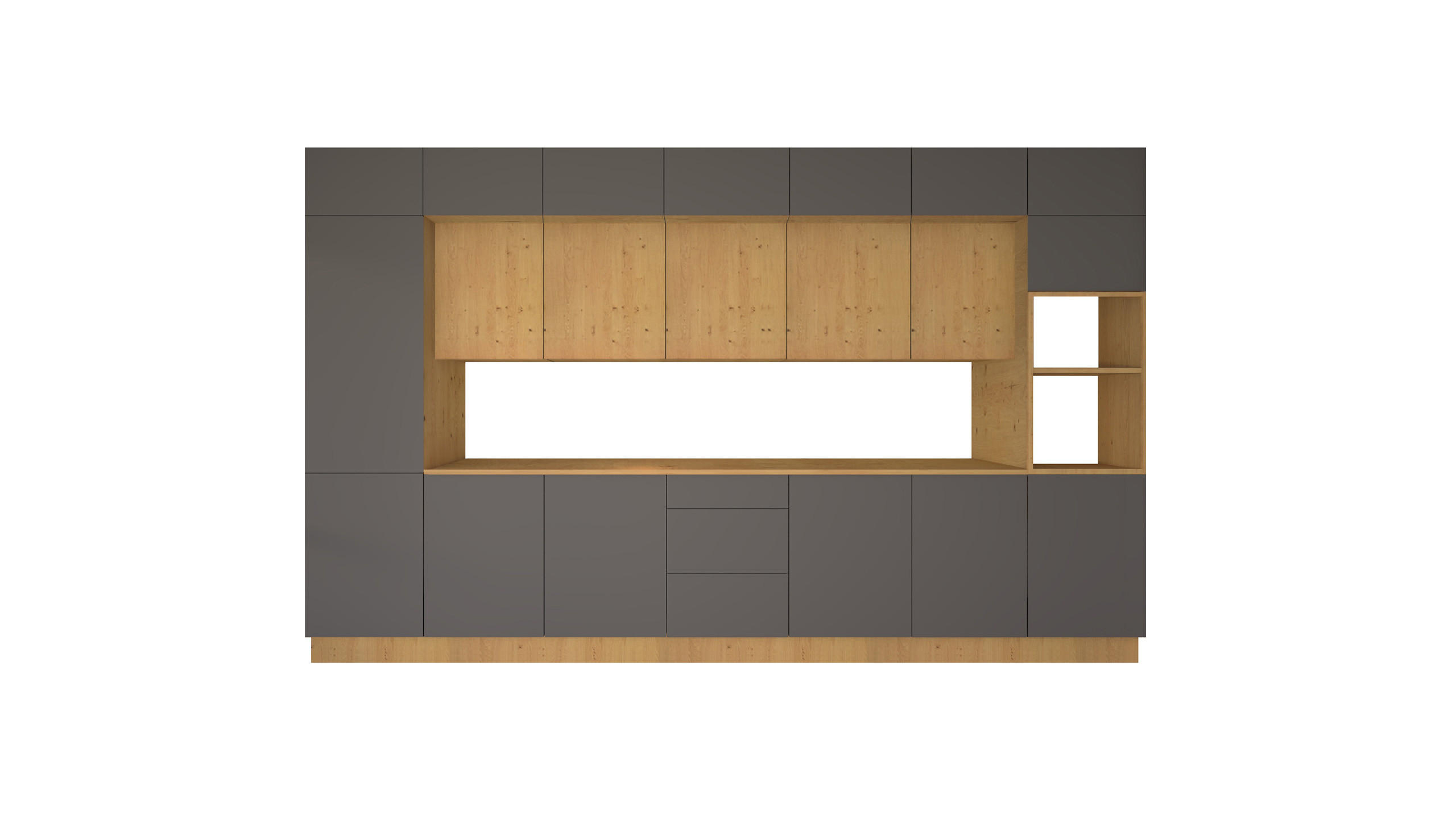 KÜCHENZEILE 420 cm - Nexa KÜ-LN-005 - in Grau & Woodline / Matt - Eiche Artisan/Grau, Holz (420/212/58cm) - ROYAL24_MARKT