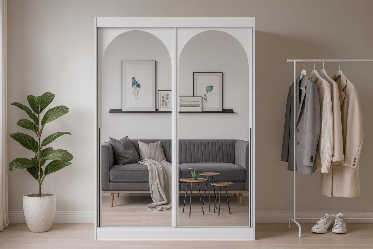 SCHIEBETÜRENSCHRANK MOSSA 150 / 215 / 65 cm in Weiß / Schwarz - Schwarz/Weiß, Holzwerkstoff (150/215/65cm) - Deine Möbel 24