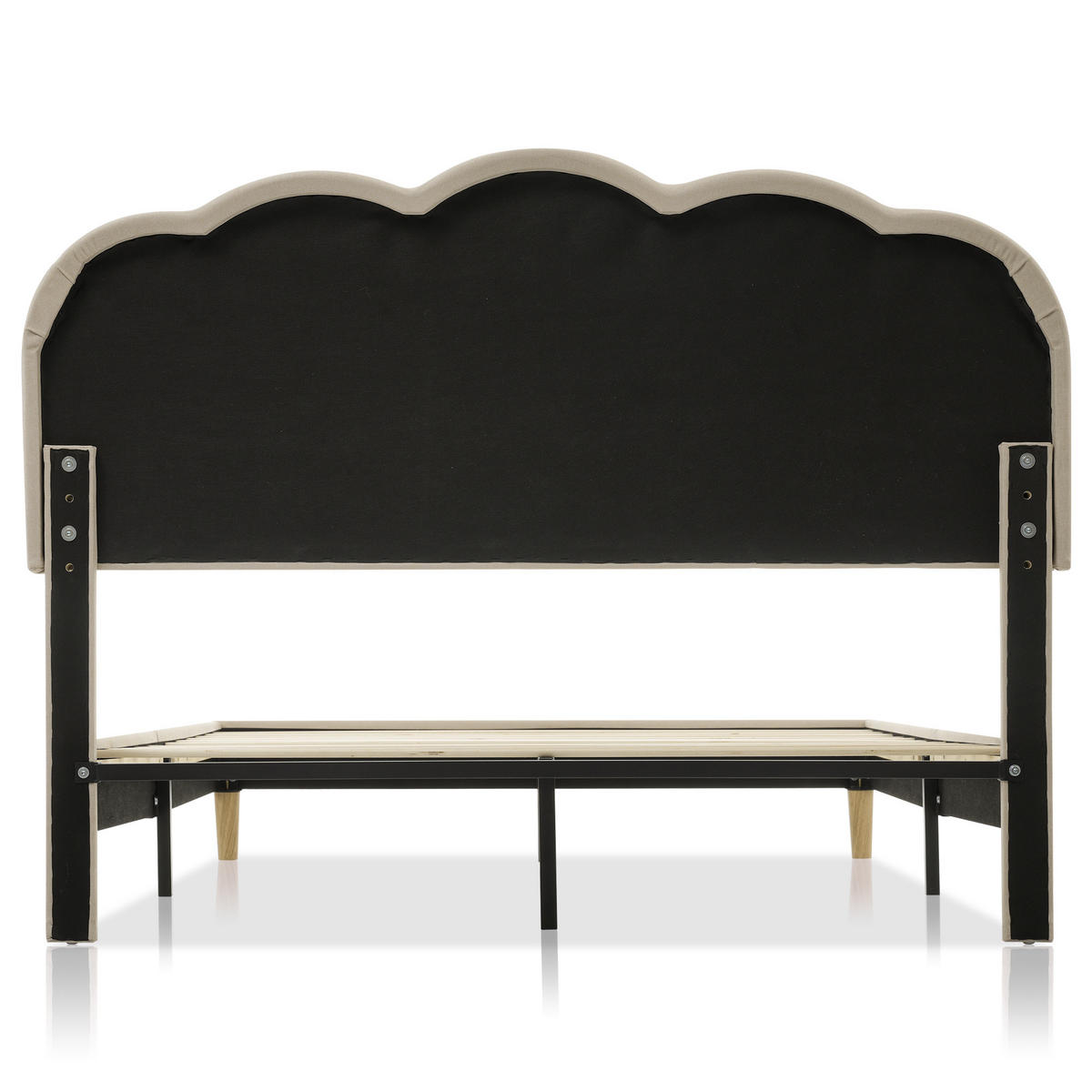 POLSTERBETT 140×200 cm aus Leinen-Stoff mit LED-Kopfteil, beige - Beige, Textil (140/200cm) - Luhomfu
