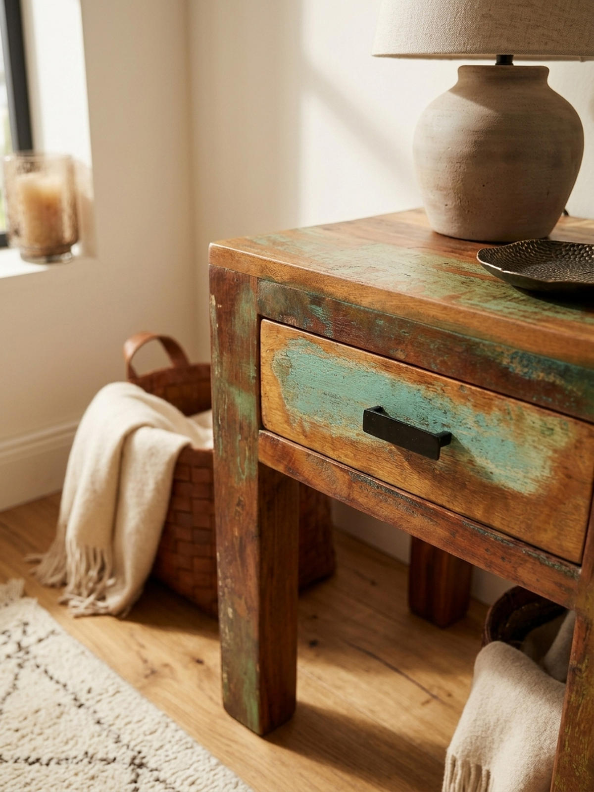 NACHTTISCH – Mango Massivholz Shabby Chic 40x40x55 cm - Braun, Holz (40/40/55cm) - KADIMA DESIGN