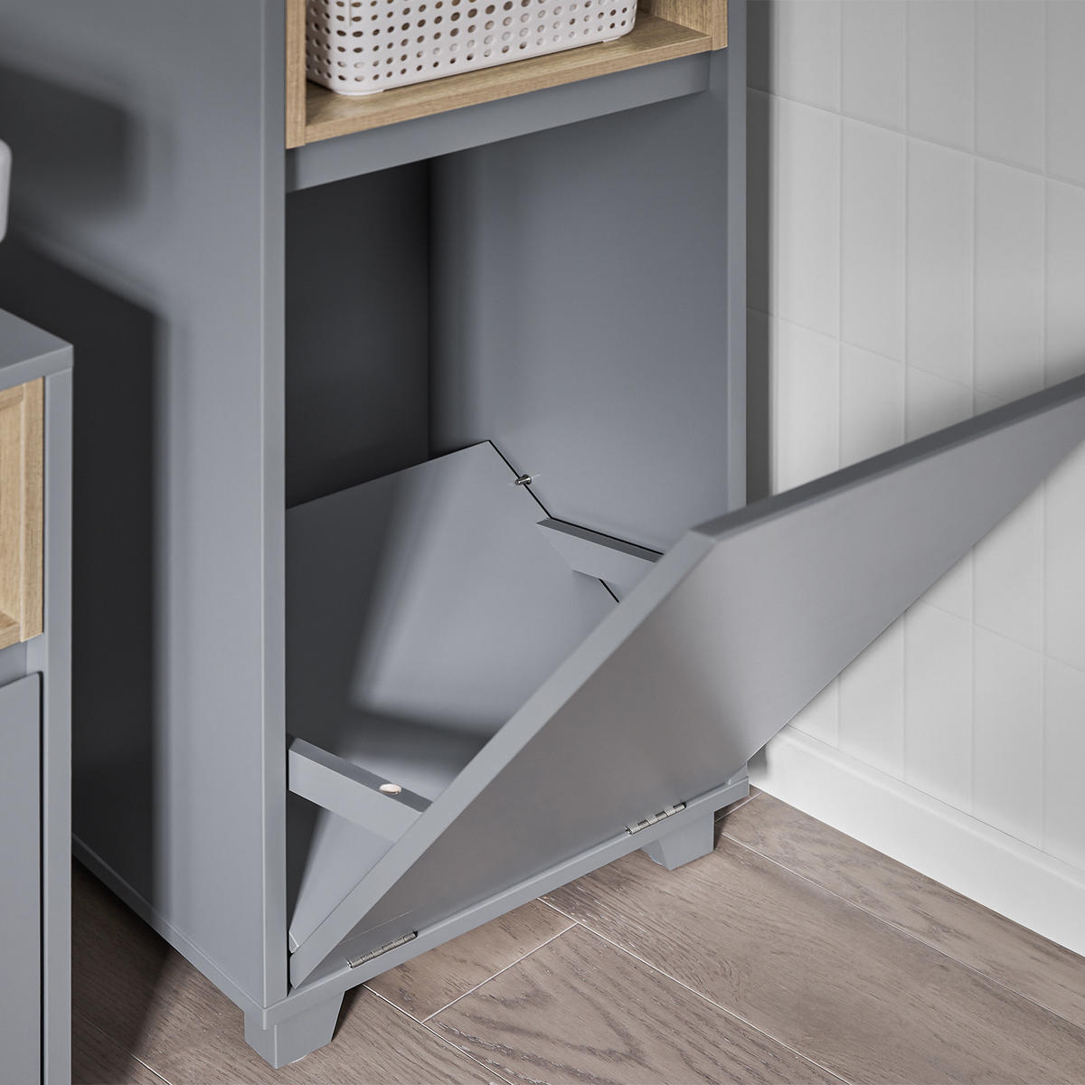 WÄSCHESCHRANK Dunkelgrau - Grau, Holzwerkstoff (35/105/30cm) - SoBuy
