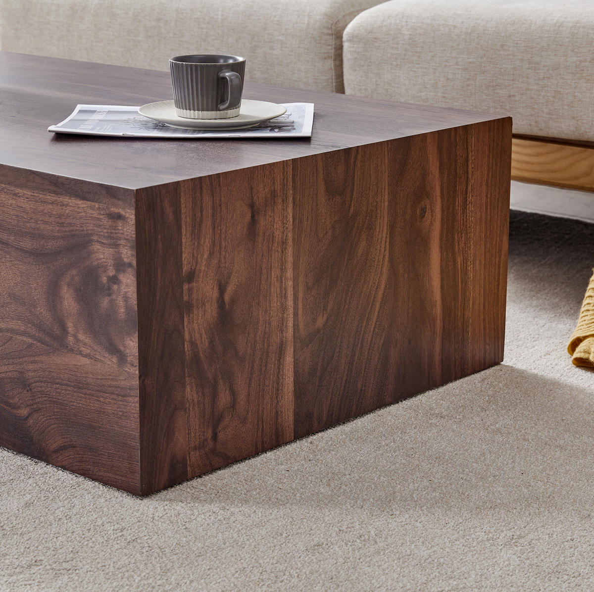 COUCHTISCH 90/50/30 cm in Nussbaum-Optik aus MDF–ohne Montage - Walnussfarben, Holzwerkstoff (90/50/30cm) - Flora Grace