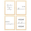 POSTER Set mit 4 Zuhause TypografieStil A3 Rahmen aus hellem Holz - Beige, Papier (29.7/3cm) - Nacnic