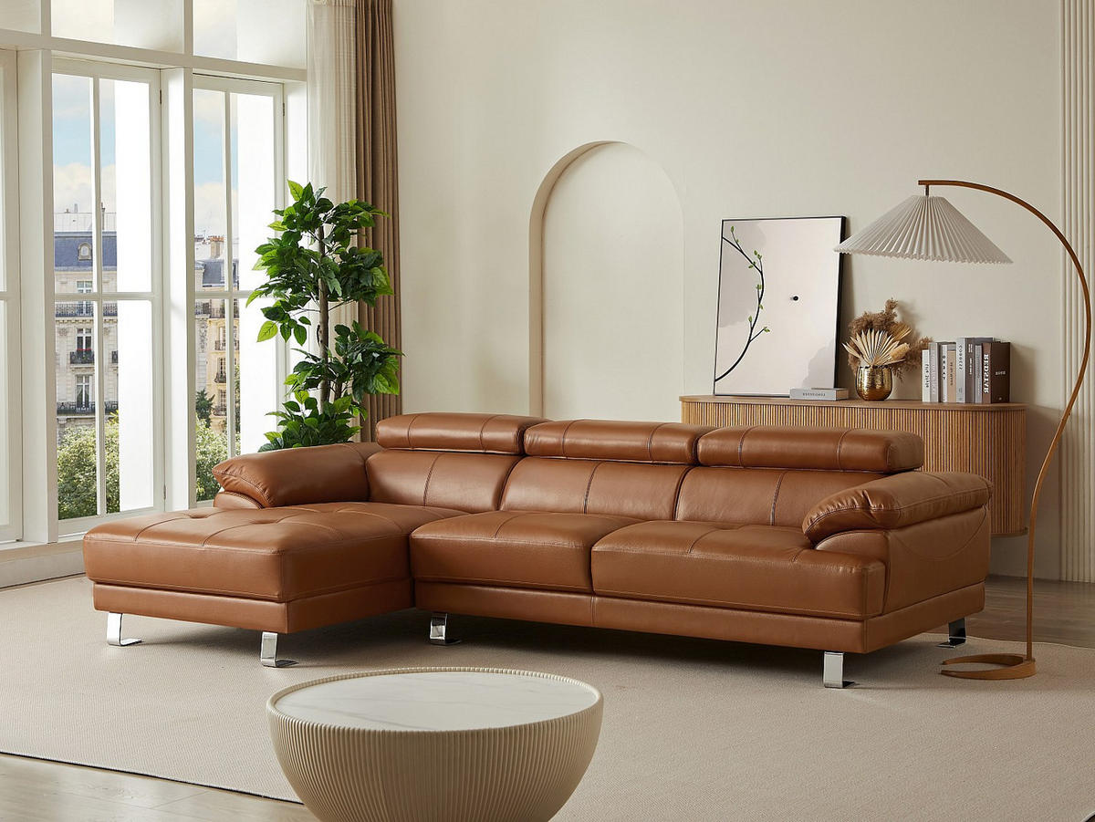 ECKSOFA - Premium-Leder - Ecke Links - Karamell - EXCELSIORA - Braun, Leder (265/165cm) - Vente-Unique