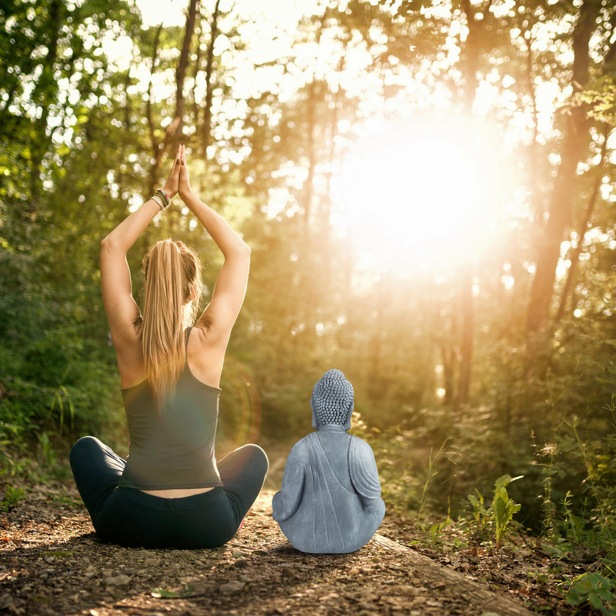 BUDDHA Figur - Grau, Kunststoff (30/50/25cm) - Relaxdays