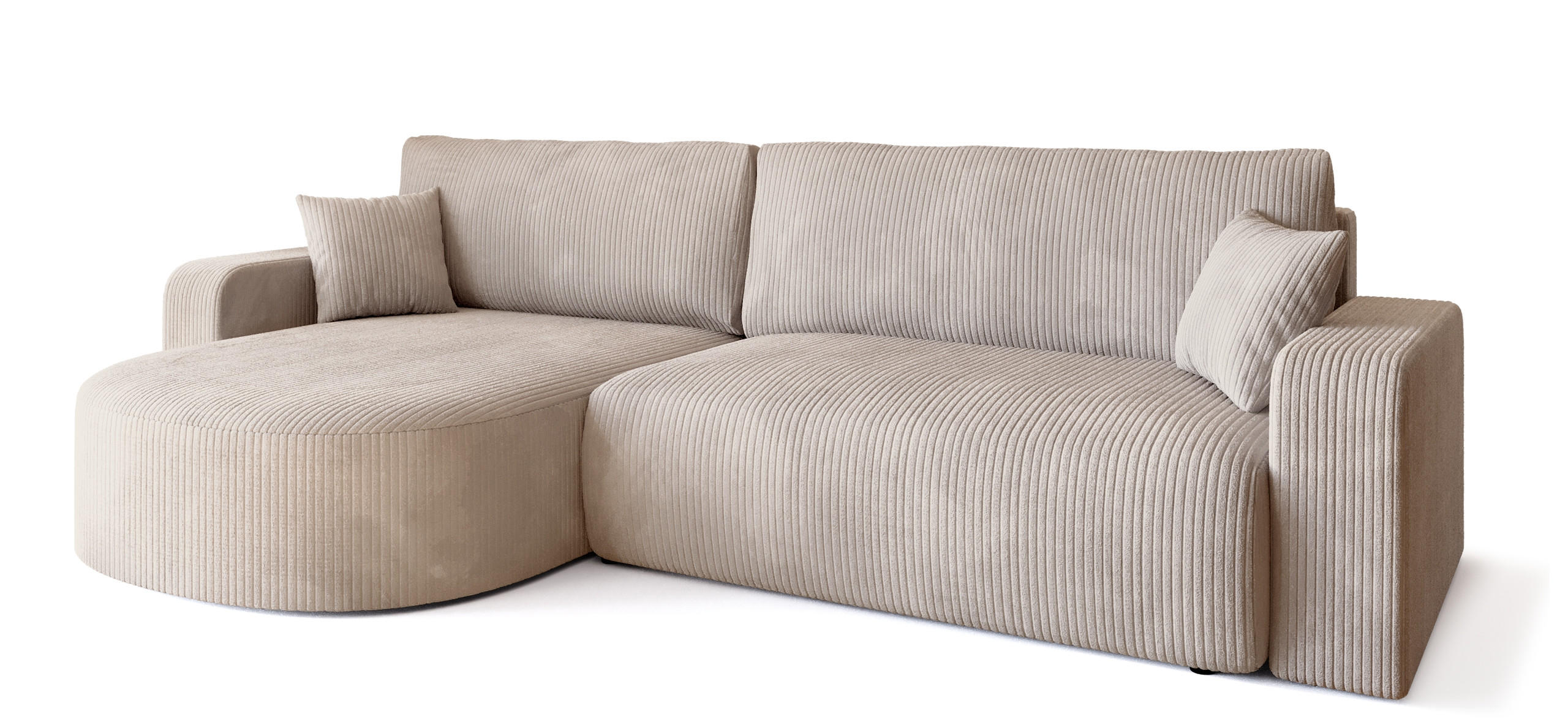 ECKSOFA Bisk mit Schlaffunktion Vanille Cordstoff - Creme, Textil (275/170cm) - Bromarkt