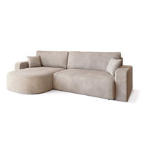 ECKSOFA Bisk mit Schlaffunktion Vanille Cordstoff - Creme, Textil (275/170cm) - Bromarkt