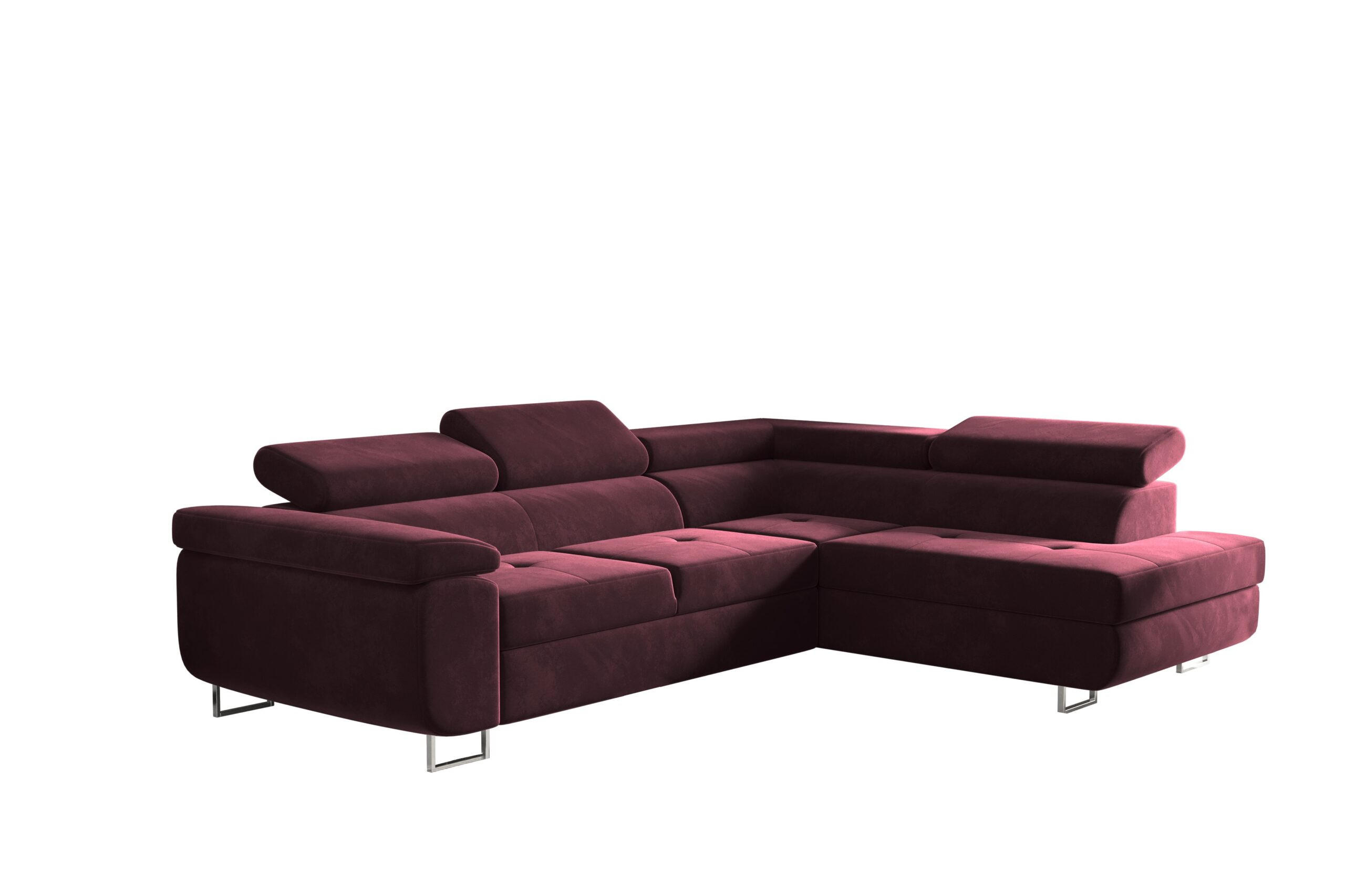 ECKSOFA mit Schlaffunktion und Bettkasten ATOM Rotwein Rechts - Dunkelrot, Holz/Textil (275/202cm) - Kaiser Möbel