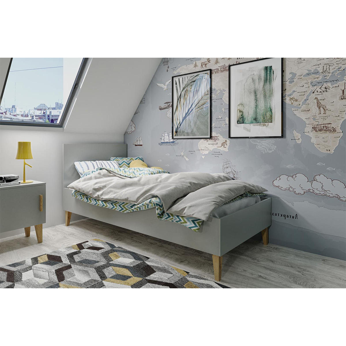 POSTEĽ Kubi Sivá - sivá, kompozitné drevo (80/180cm) - Petits-meubles