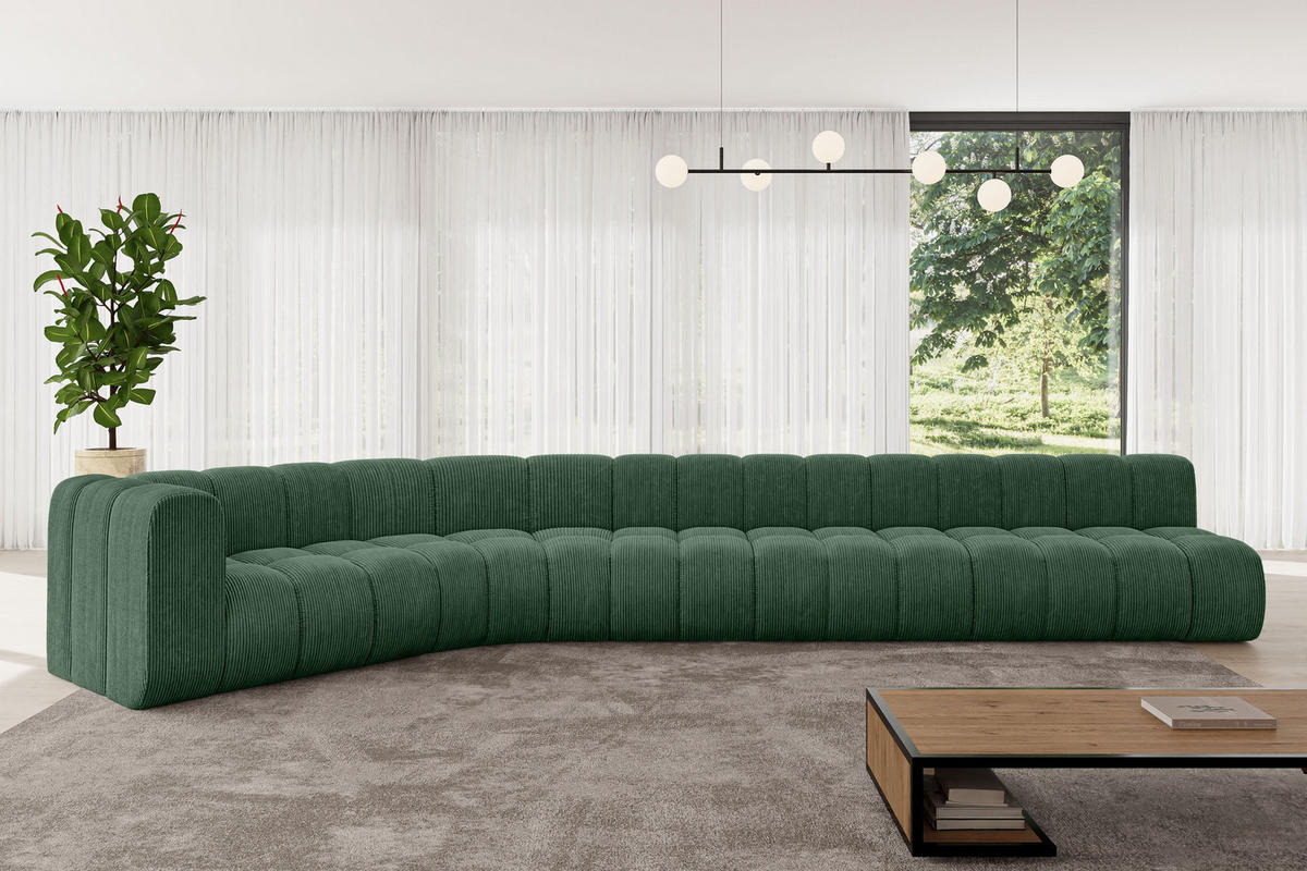 ECKSOFA modulares Sofa Karex-L3 - 490x194x70 cm Grün - Grün, Holzwerkstoff/Textil (490/194cm) - ALTDECOR