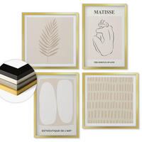 WANDBILDER 4er Set - 50x50 cm & 40x60 cm Goldrahmen - Linien, Formen, Beige, Weiß - Goldfarben, Kunststoff (50/50cm) - ArtPrintCave