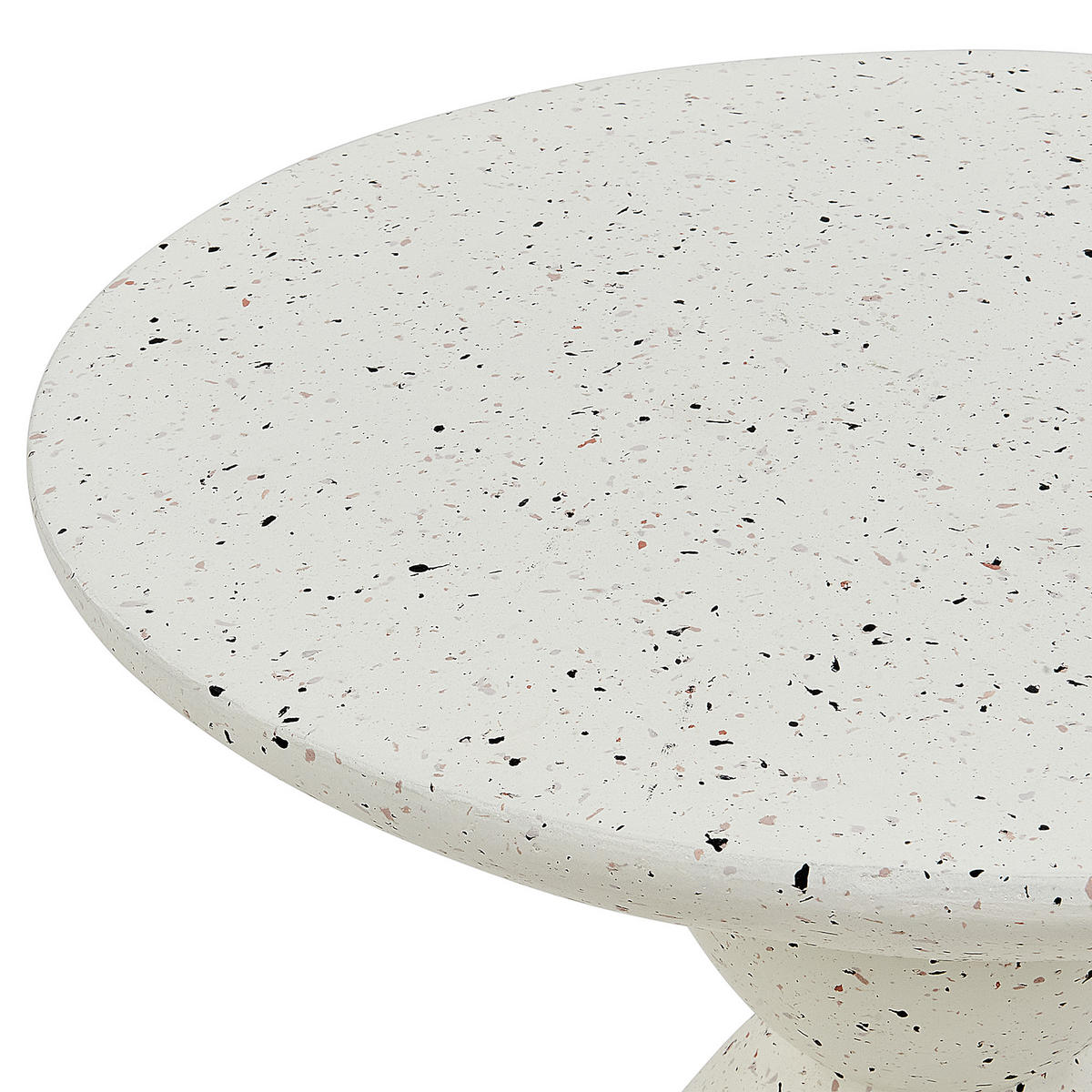 GARTENBEISTTELLTISCH Beton cremeweiß Terrazzo Optik rund 50 cm Caffi - Weiß, Stein (50/50/52cm) - Beliani