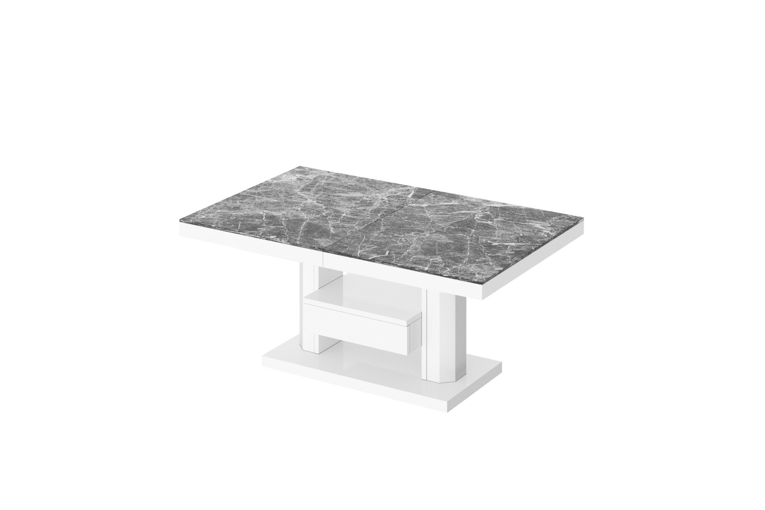 designimpex Couchtisch Weiß Hochglanz, Dunkelgrau 120x56x75 cm