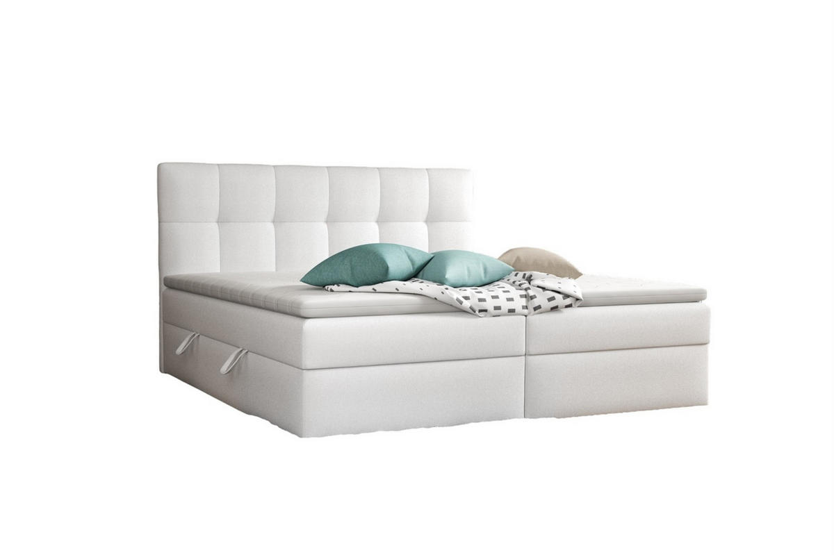BOXBETT Arturo In Kunstleder Soft - Weiß, Holzwerkstoff/Textil (160/200cm) - Fun Möbel