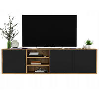 TV-LOWBOARD Apollo Eiche wotan Schwarz Matt 150 cm - Schwarz, Holzwerkstoff (150/39/35cm) - Meble Lindner