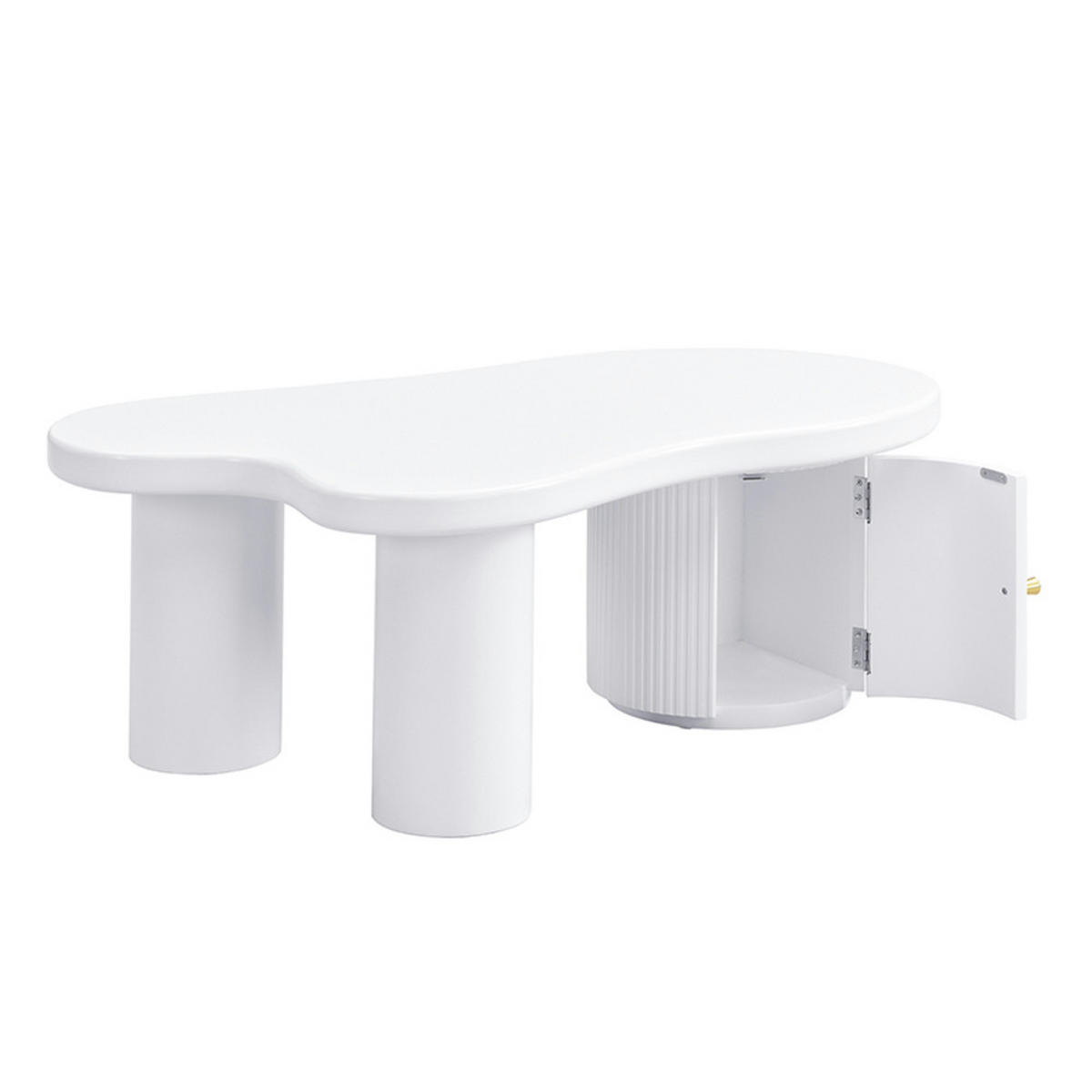 COUCHTISCH Asymmetrischer mit Stauraum für Wohnzimmer und Büro - Weiß, Holz (57.15/43.18/37cm) - FLIEKS