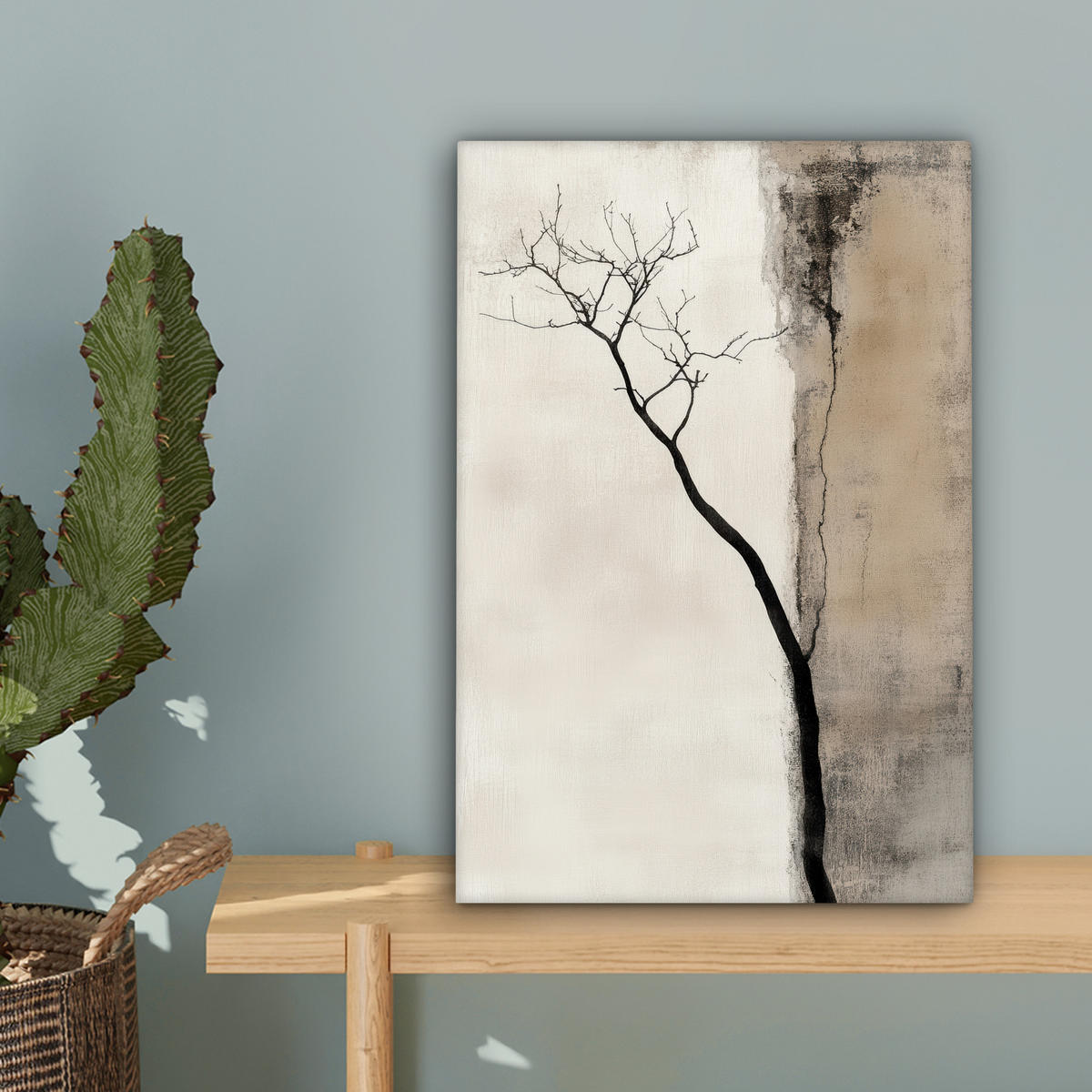 LEINWANDBILD Wabi sabi - Pflanze - Beige 20x30 cm - Taupe, Textil (20/30cm) - MuchoWow