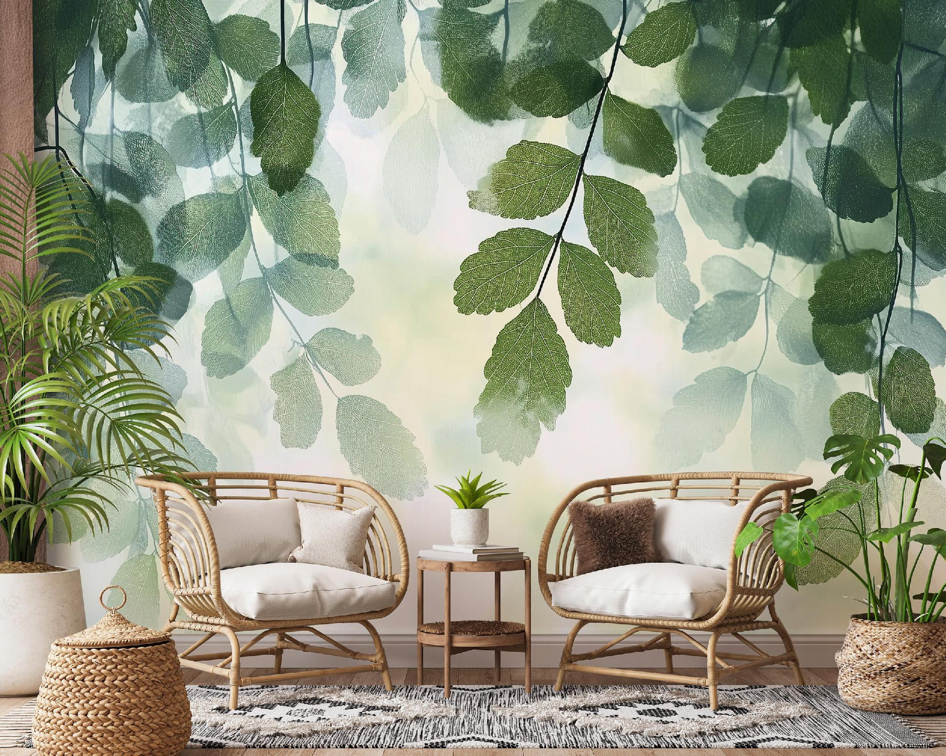 FOTOTAPETE Blätter Natur Grün Vlies Tapete Wohnzimmer 250x175 - Grün, Papier (250/175cm) - Wallarena
