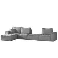 ECKSOFA Sande Xl In Raven - Grau, Holzwerkstoff/Textil (372/192cm) - Fun Möbel
