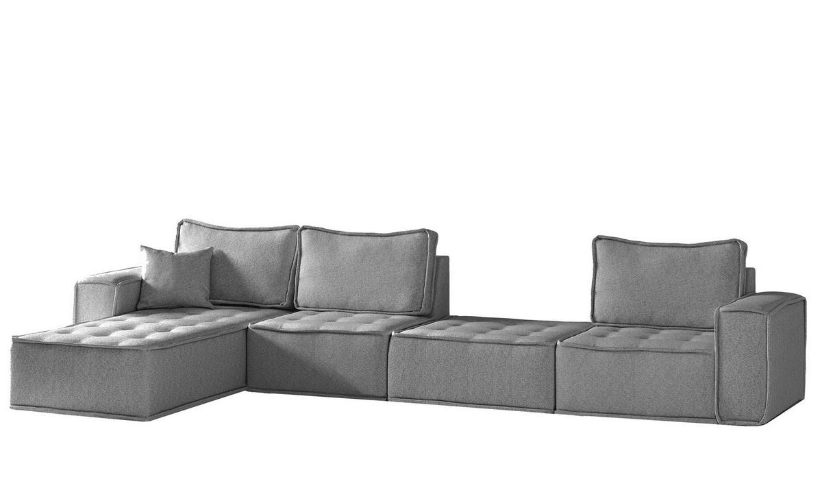 ECKSOFA Sande Xl In Raven - Grau, Holzwerkstoff/Textil (372/192cm) - Fun Möbel