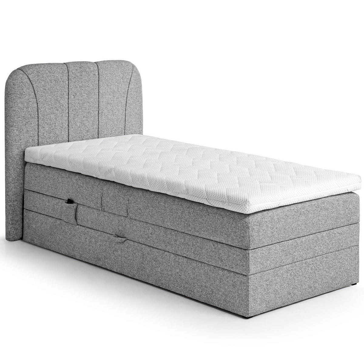 BOXSPRINGOVÁ POSTEL Romeo, jednolůžko s elektrickým polohováním matrace, 90x200 cm, šedá - šedá, textil (90/200cm) - Beautysofa