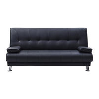 SCHLAFSOFA - 3 Personen - Kunstleder - Schwarz - - Schwarz, Leder (192/91/91cm) - Vente-Unique
