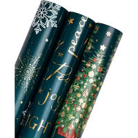 GESCHENKPAPIER 3 Rollen 43,2 cm x 3 m Weihnachtsdesign mit Folien-Glanz - Grün, Papier (4/44/10cm)