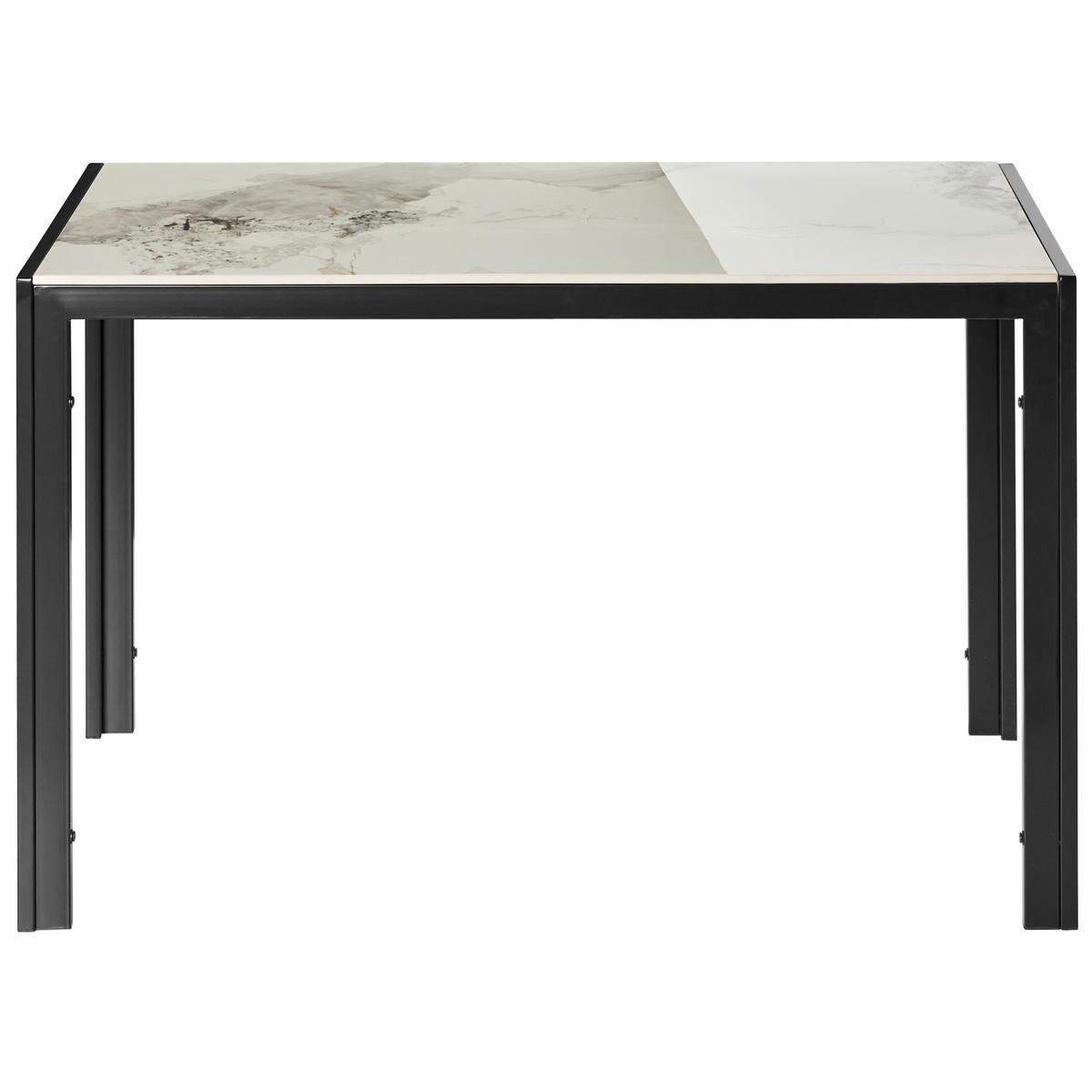 ESSTISCH Weißer Marmor 120/70 cm Clarence - Schwarz/Weiß, Keramik (120/70/75cm) - Beliani