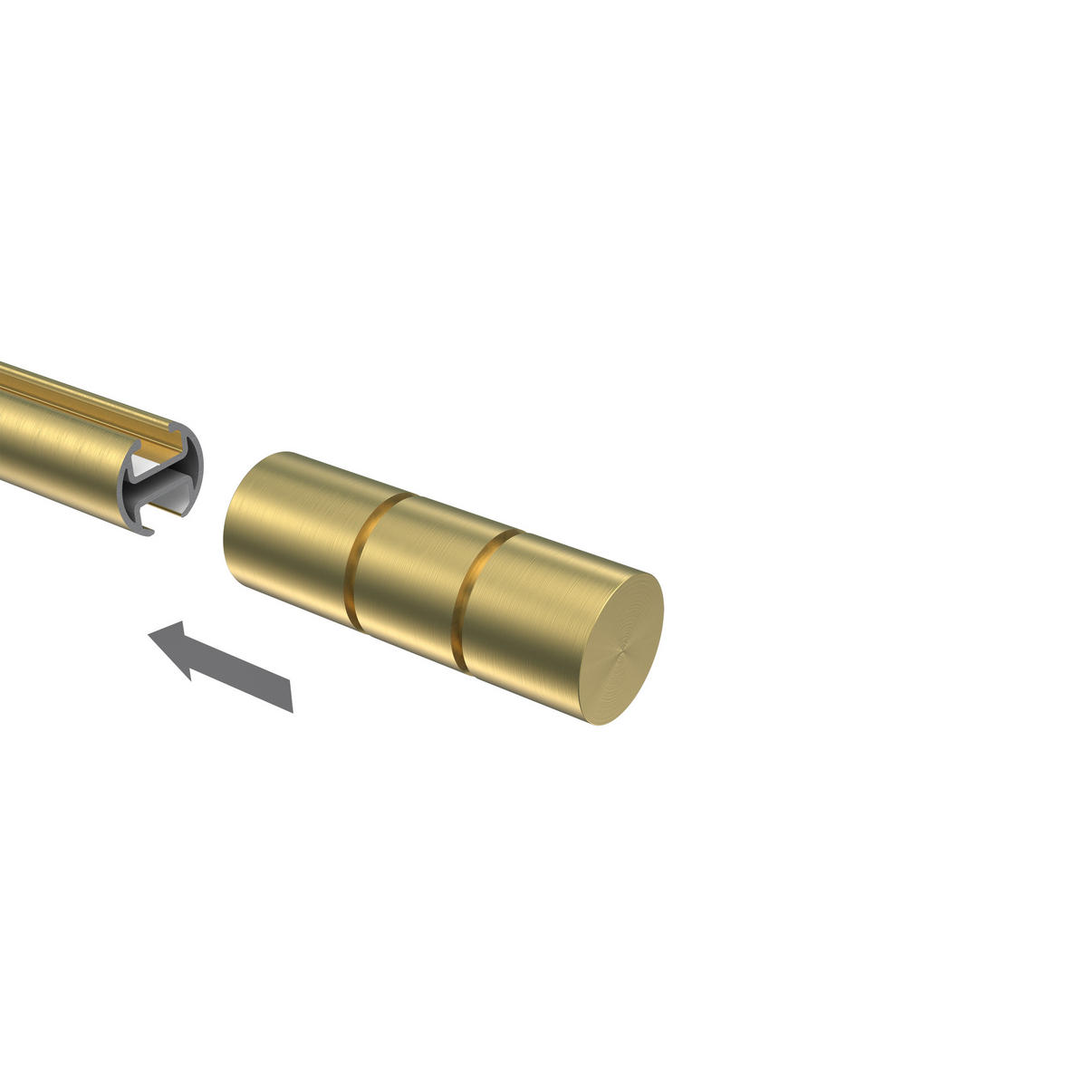 ENDSTÜCKE FÜR GARDINENSTANGEN 20 mm Ø, Elanto Messing-Optik, Packung 2 Stück - Messingfarben, Metall (6.4/2.4/2.4cm) - INTERDECO