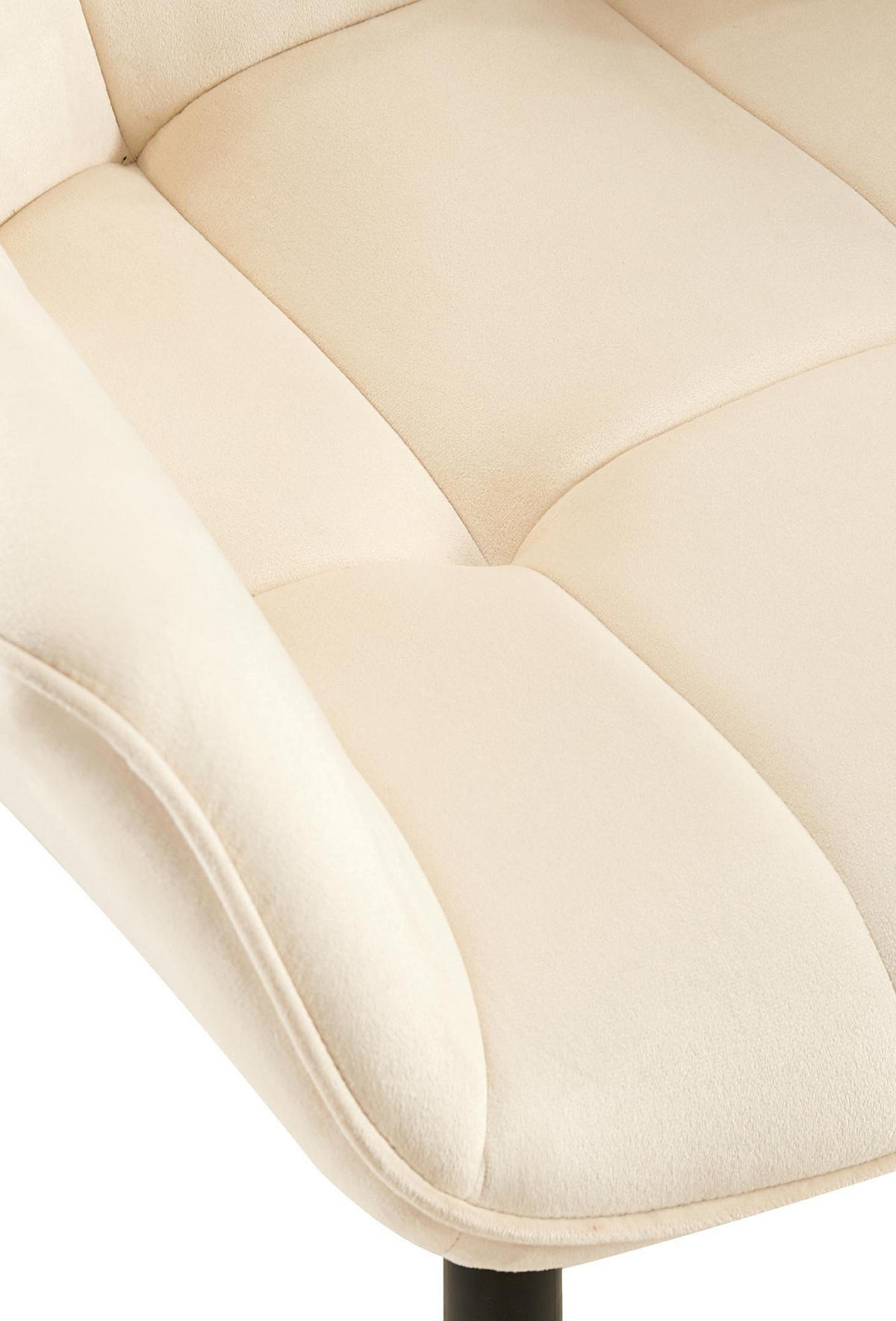 ARMLEHNENSTUHL 2er Set Samt creme - Creme/Schwarz, Textil/Metall (65/85/58cm) - CLP