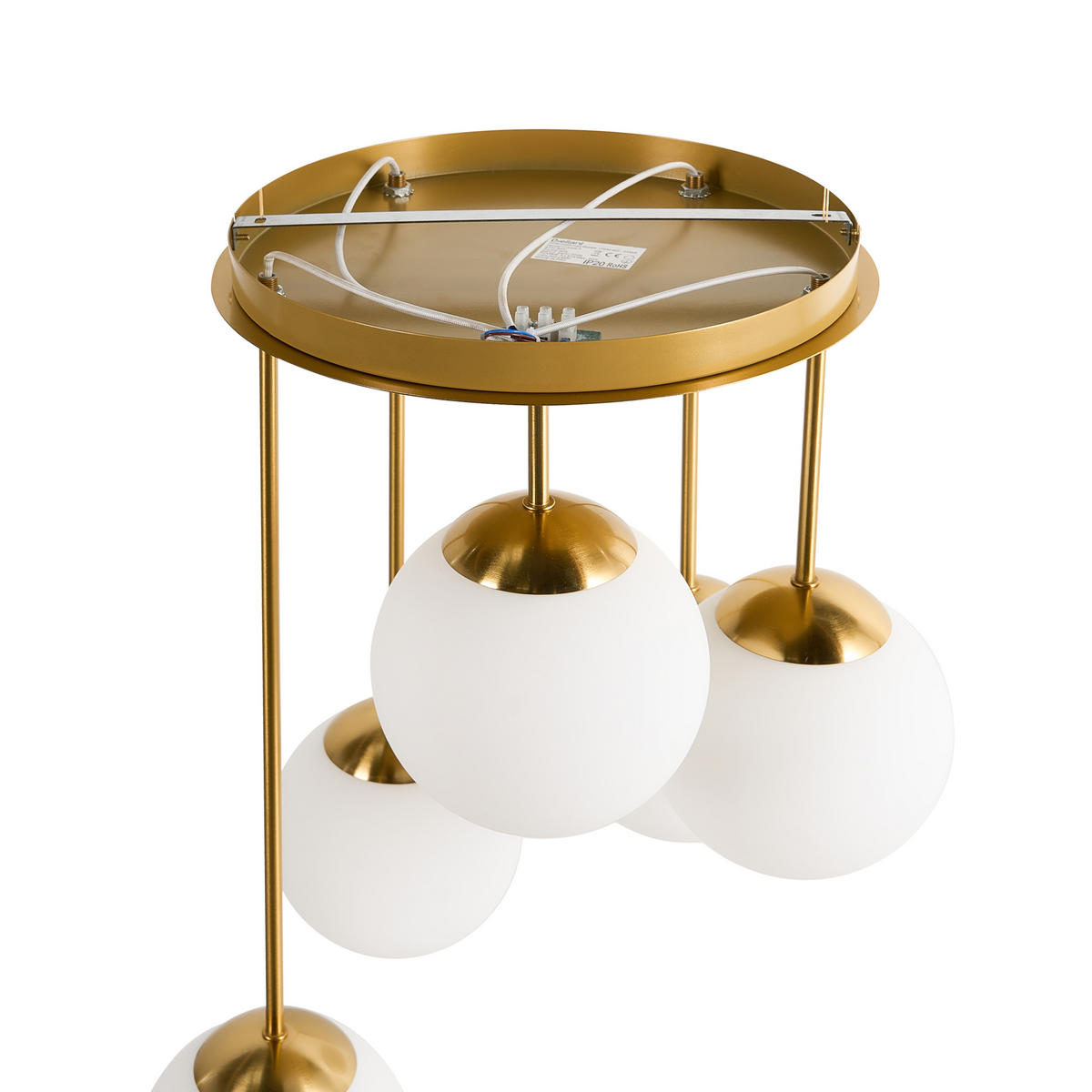 HÄNGELEUCHTE Messing Riana - Messingfarben/Weiß, Metall (42/42/61cm) - Beliani