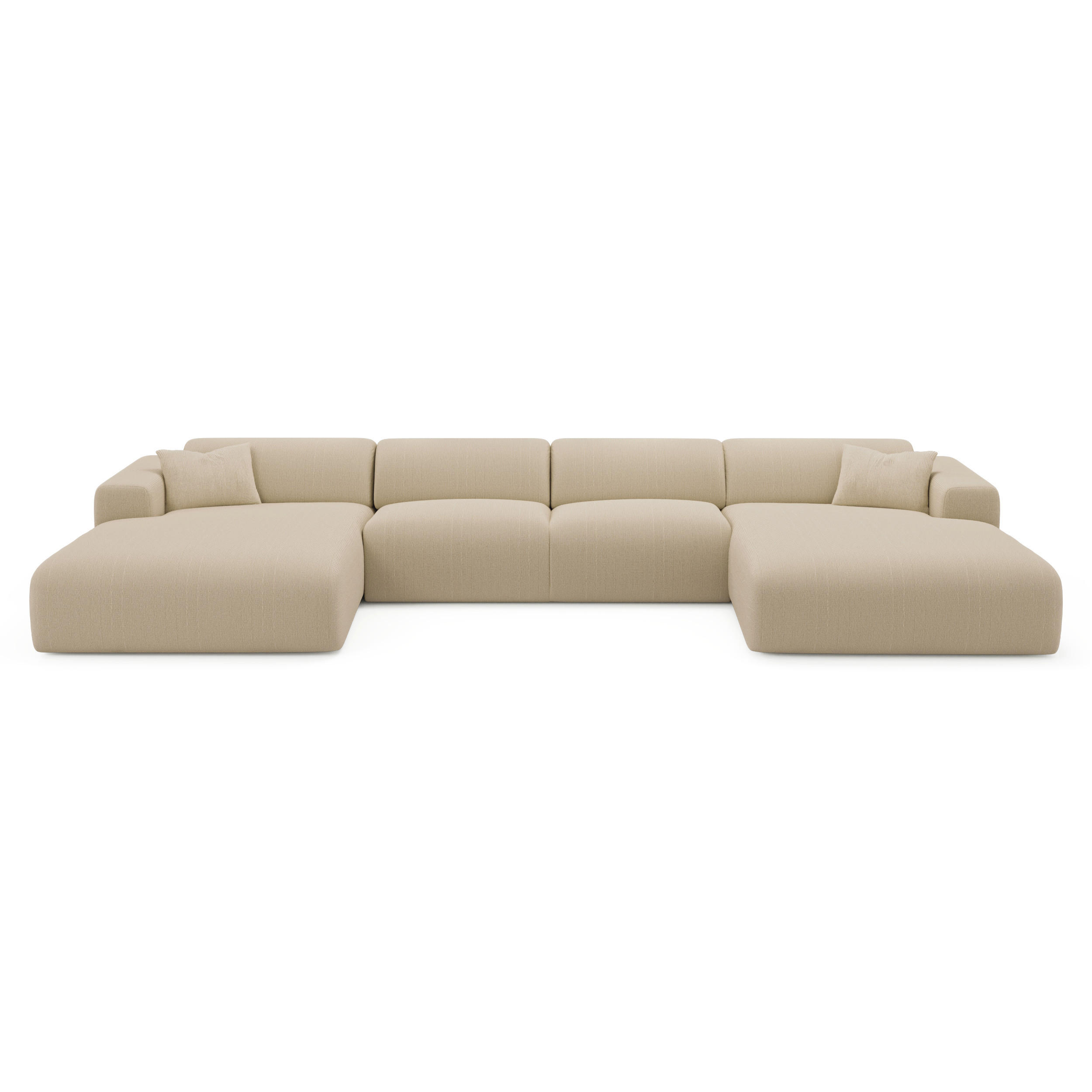 Thumbnail - Sia Home Wohnlandschaft, Beige, Textil, 7-Sitzer, U-Form, 366x73x165 cm, Wohnzimmer, Sofas & Couches, Wohnlandschaften, ...
