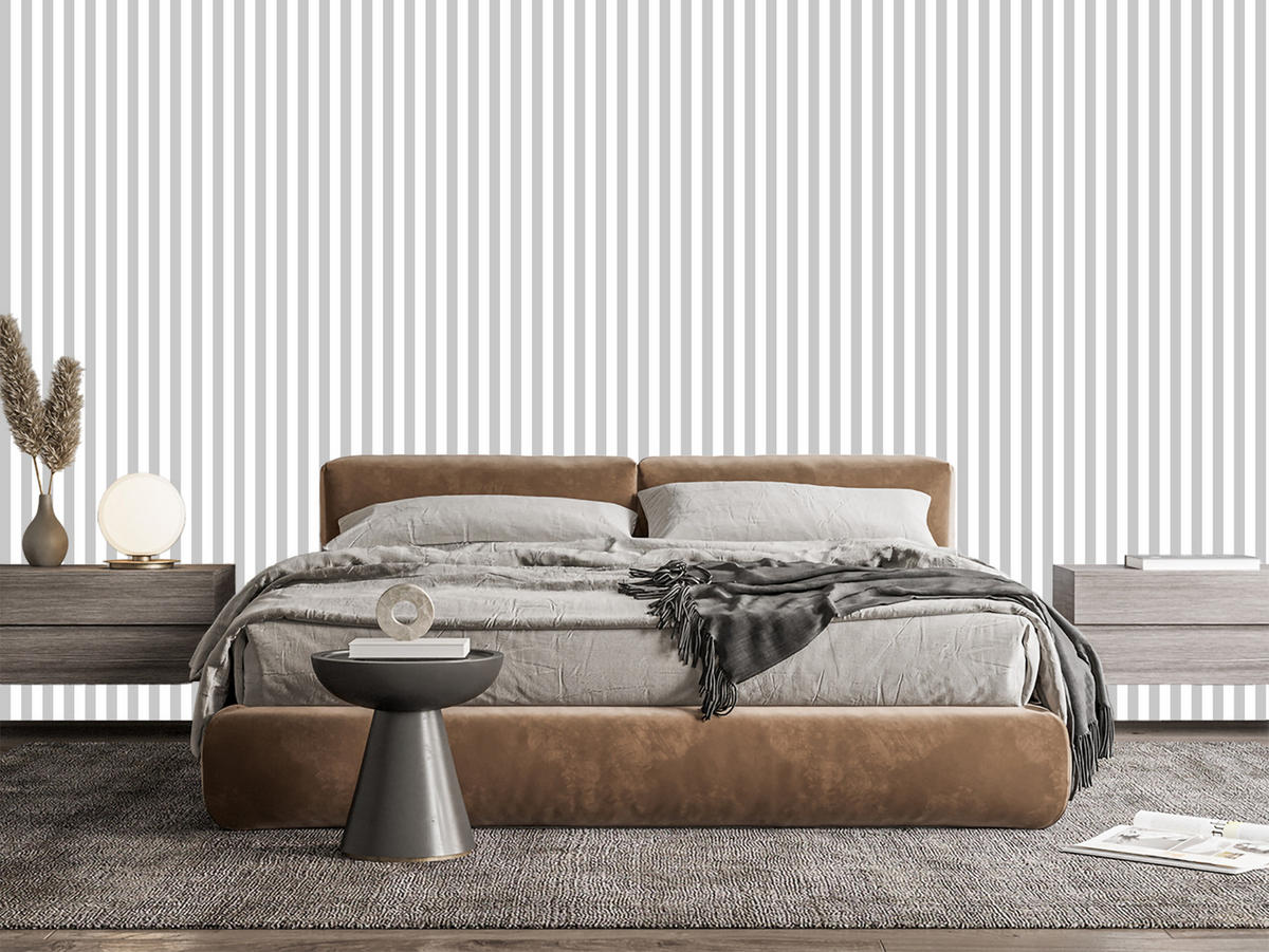 VLIESTAPETE Vertikale Streifen – Grau, Weiß – 50x1000 cm - Weiß/Grau, Papier (50/1000cm) - Muralo