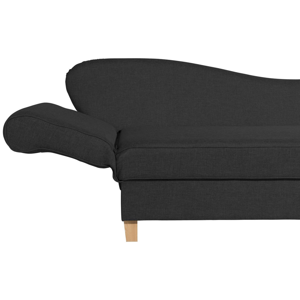 RECAMIERE mit Armteil links klappbar Katia Bezug Flachgewebe Buche natur / schwarz - Schwarz, Kunststoff (190/82/88cm) - 58aufmkessel