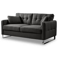 SOFA grau Flachgewebe 2-Sitzer 175 cm, Couch mit Steppoptik - Chromfarben/Grau, Holz/Textil (175/92/94cm) - Inn.Furn