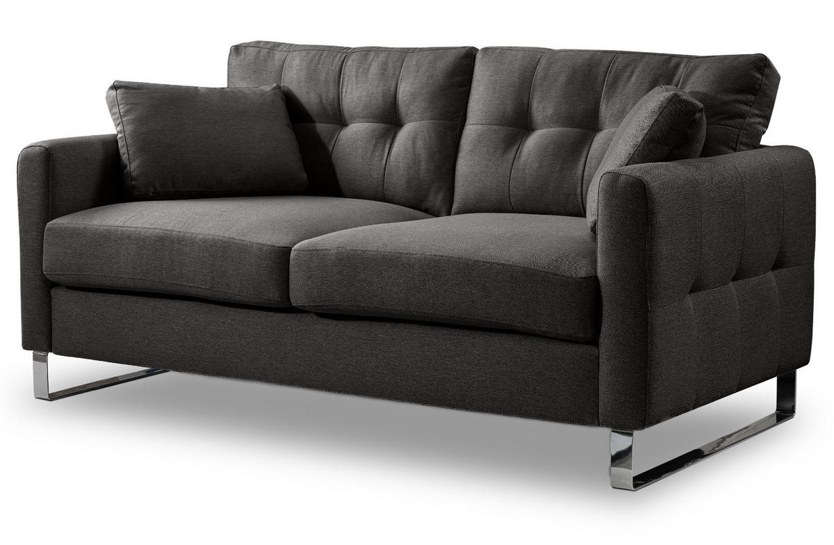 SOFA grau Flachgewebe 2-Sitzer 175 cm, Couch mit Steppoptik - Chromfarben/Grau, Holz/Textil (175/92/94cm) - Inn.Furn
