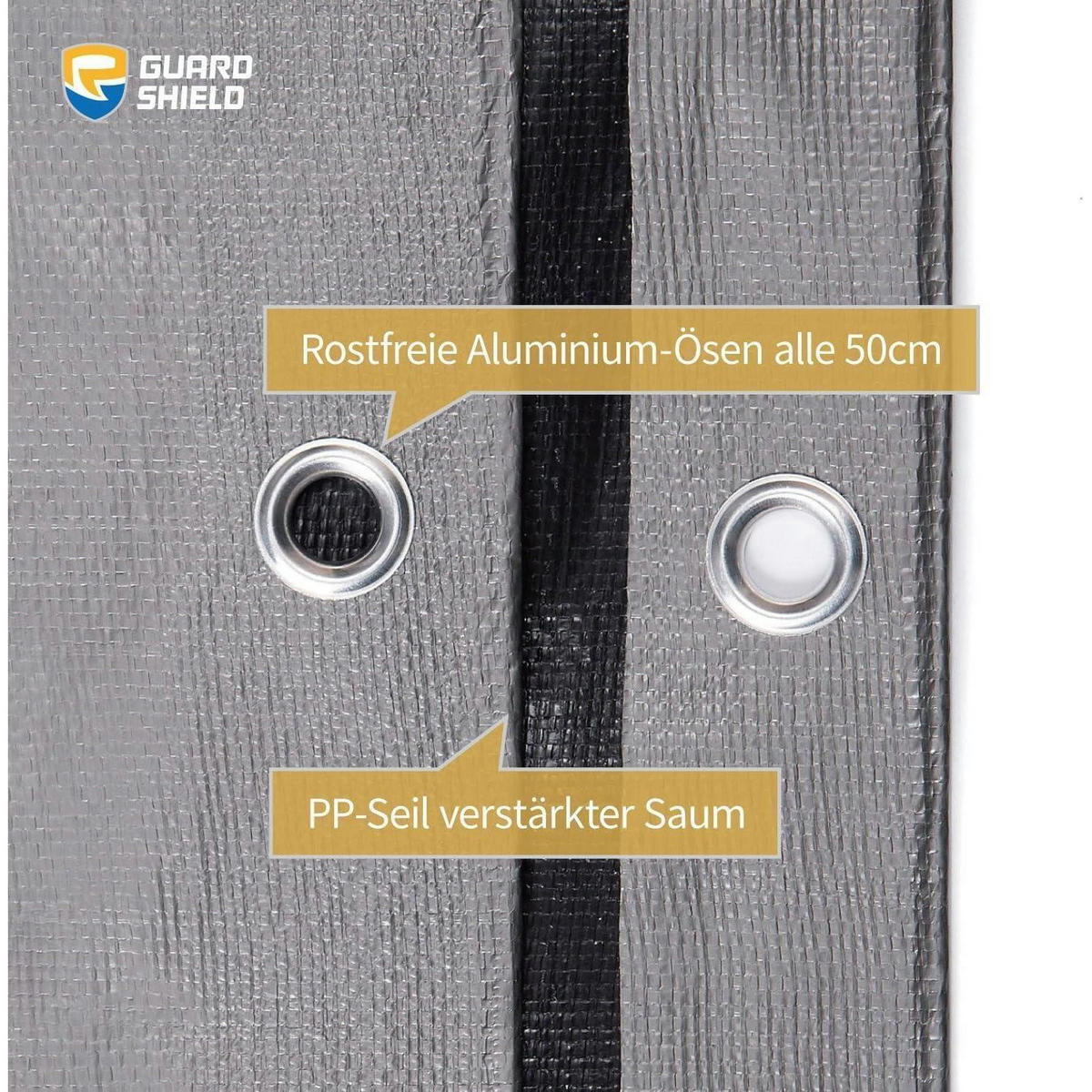 GEWEBEPLANE 2 x 2 m Wasserdicht Grau/Schwarz - Multicolor, Kunststoff (32/2/43cm)