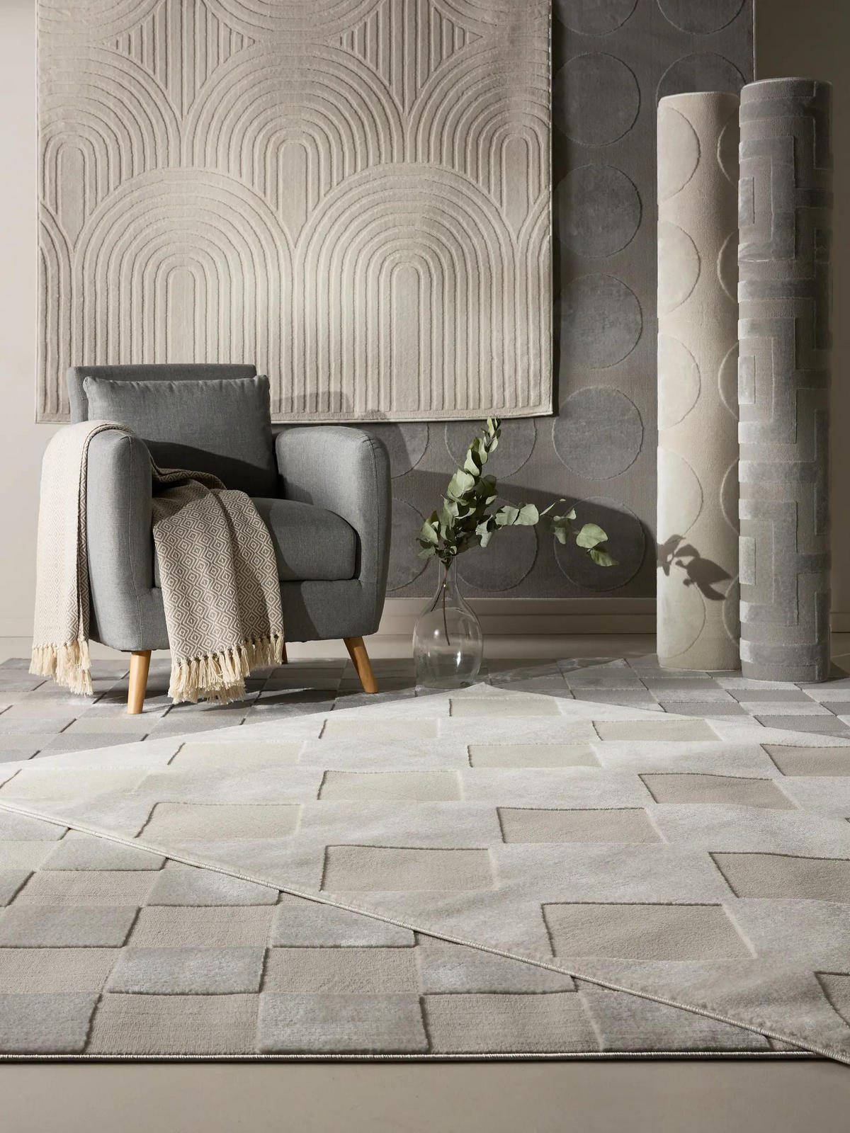 TEPPICH Claire Grau 240x340 cm - Grau, Kunststoff (240/340cm) - benuta