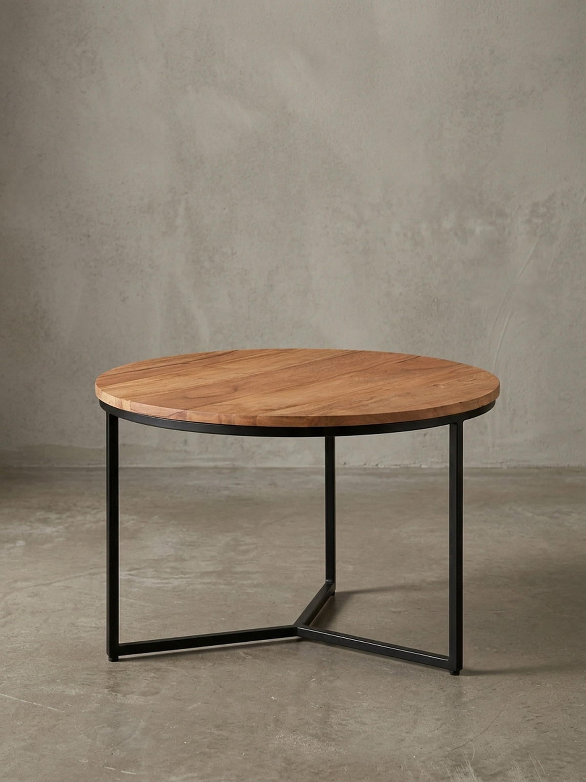 COUCHTISCH aus Akazienholz mit robustem Eisengestell und integriertem Stauraum - Beige/Schwarz, Holz/Metall (60/60/38cm) - KADIMA DESIGN