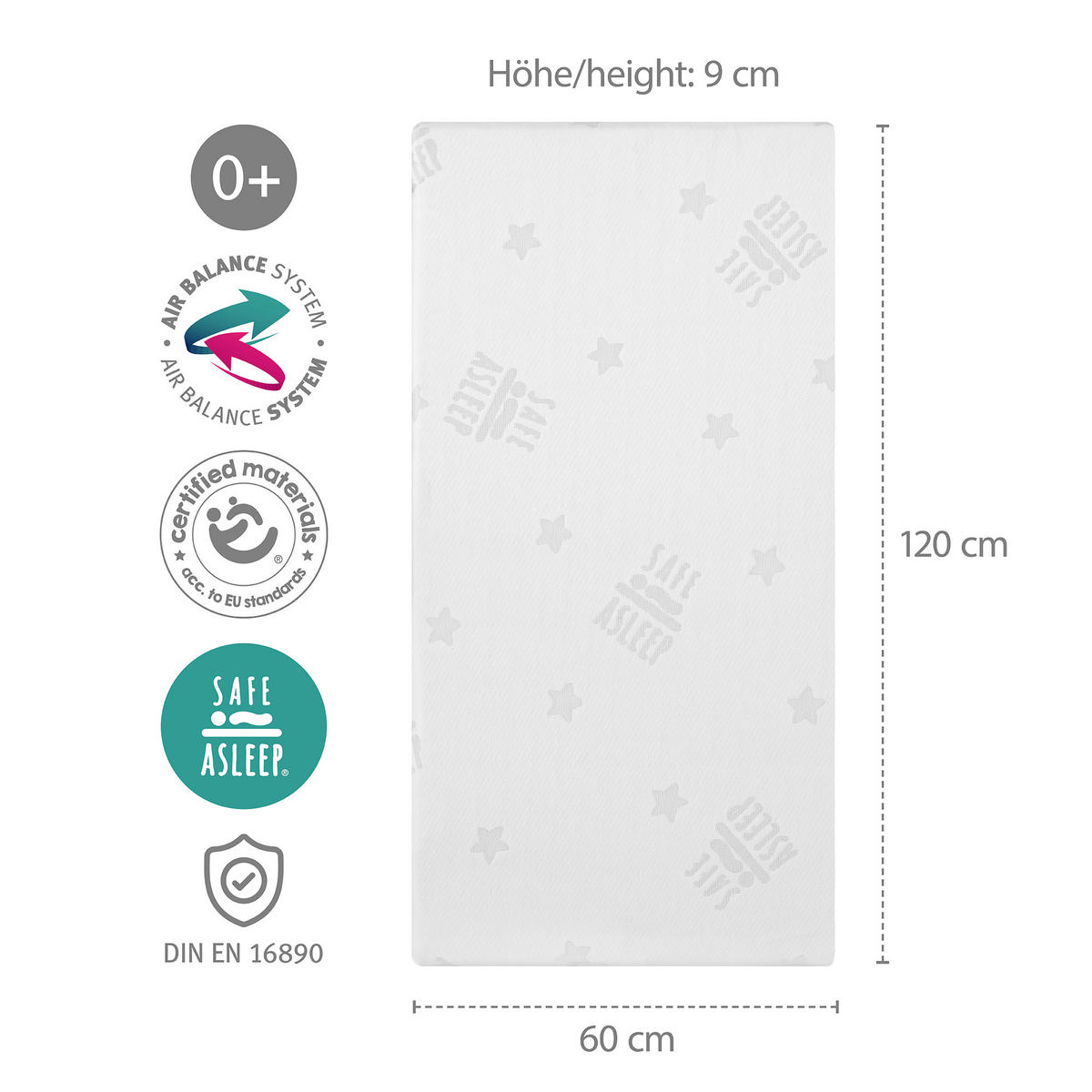 BABYBETTMATRATZE Air Balance PLUS 60 x 120 cm - Weiß, Textil (60/120cm) - Roba