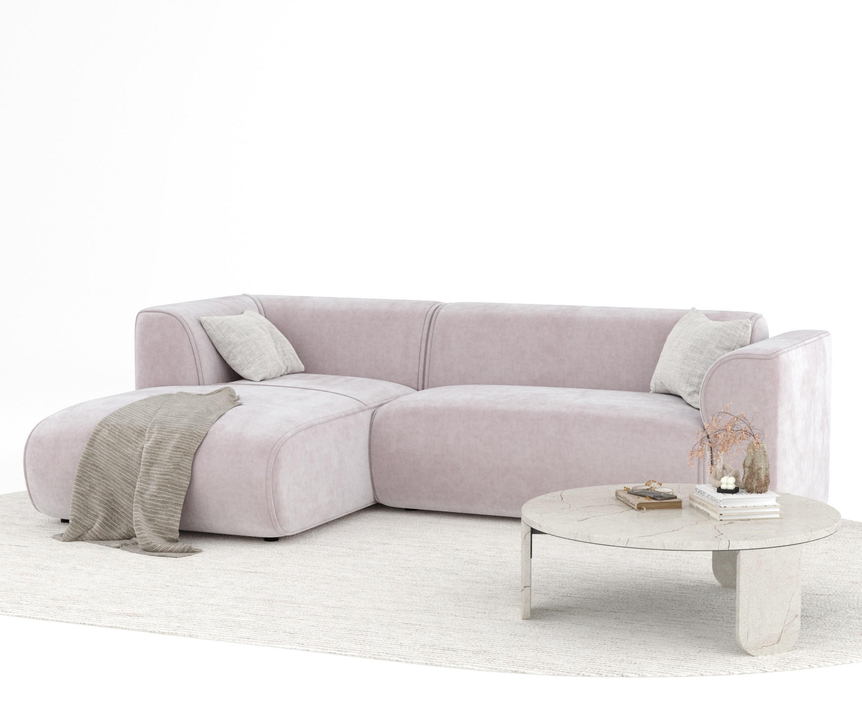 Thumbnail - Maison de Reve Ecksofa, Flieder, Textil, 4-Sitzer, Füllung: Schaumstoff, L-Form, 253x153 cm, Oeko-Tex® Standard 100, Her...