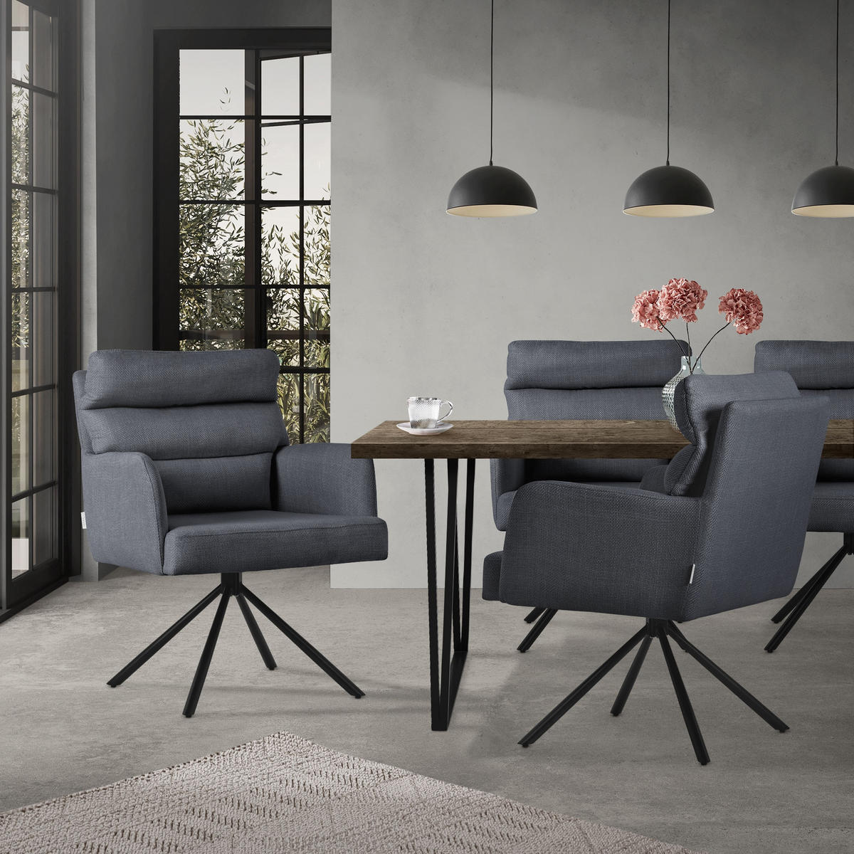 ESSZIMMERSTUHL 4er Set Anthrazit - Anthrazit, Metall (64/93/64.5cm) - ML-DESIGN