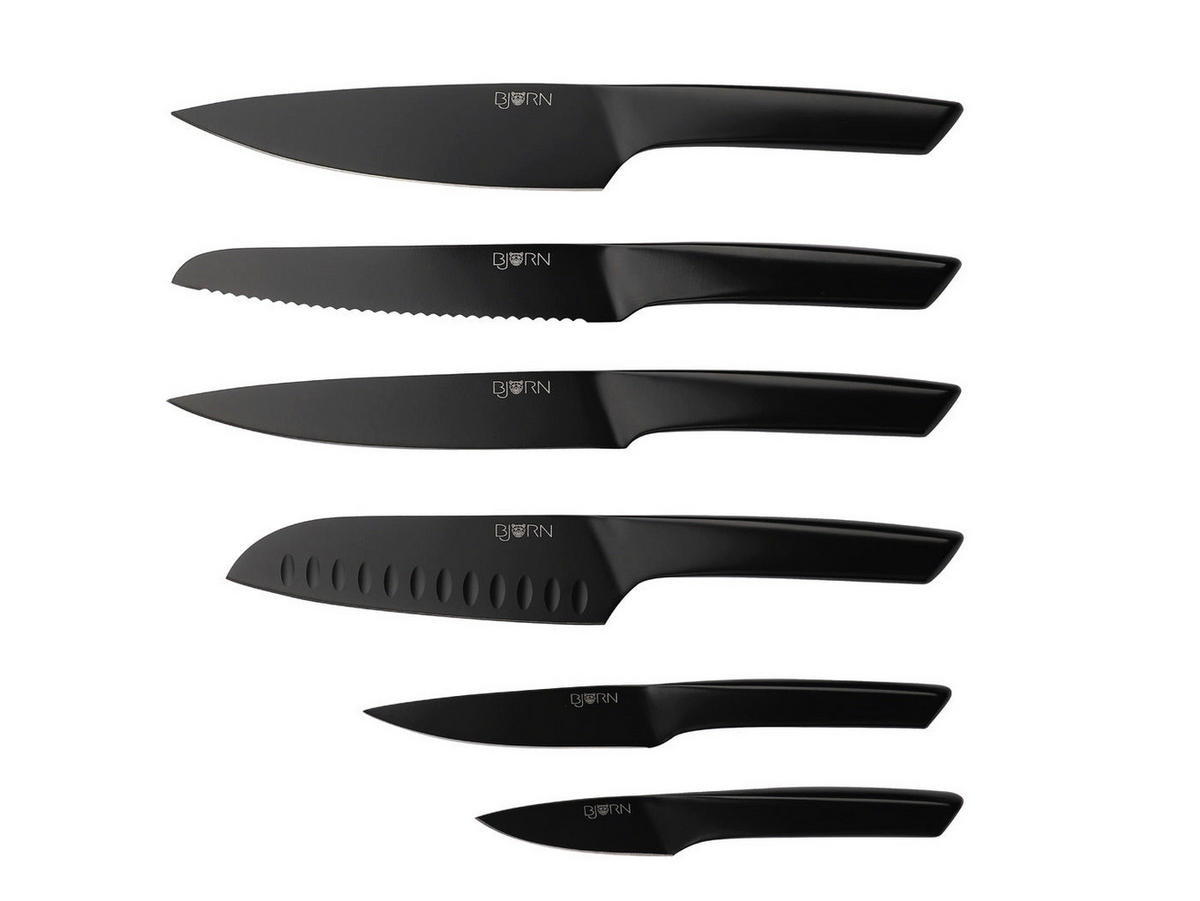 KÜCHENMESSER Jensen - 6er-Set - Schwarz, Metall (1cm) - Björn