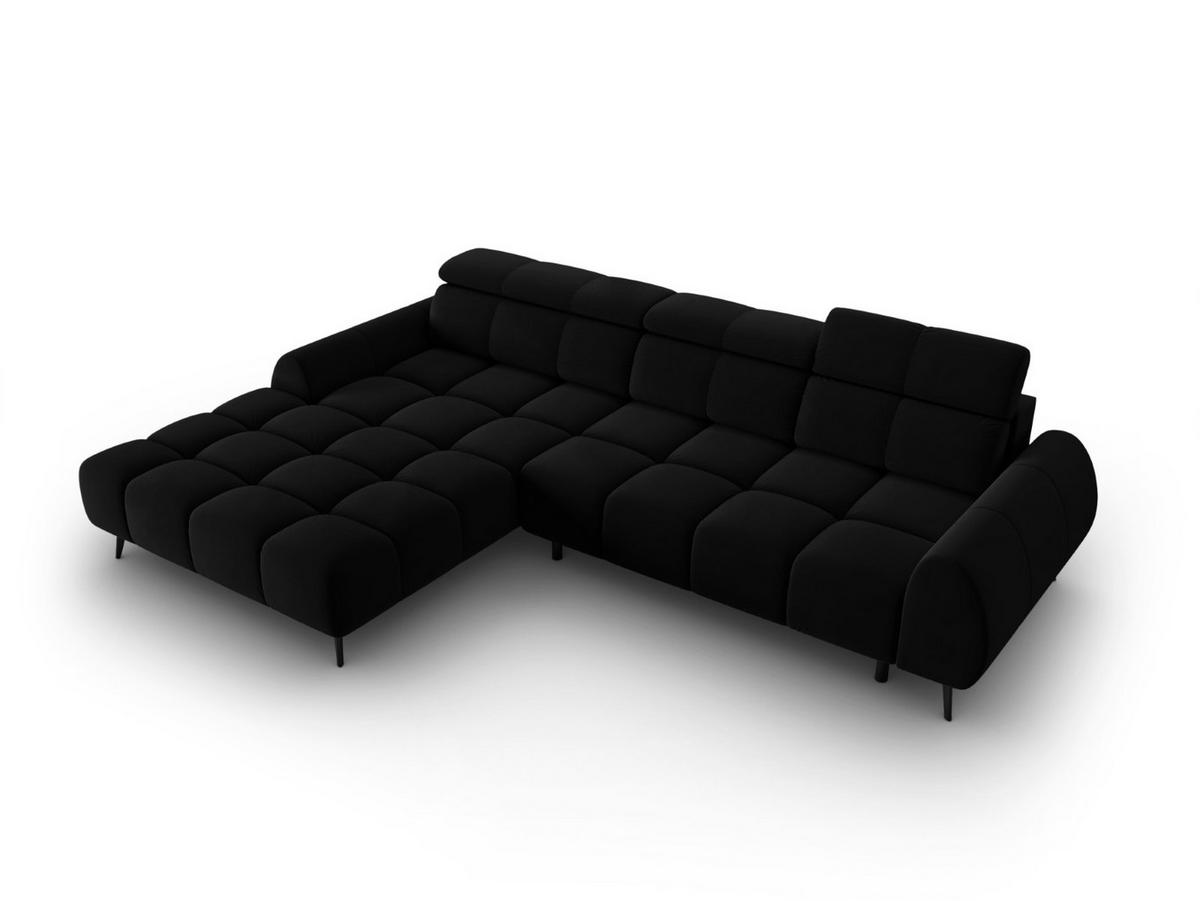 ELEKTRISCHES-ECKSOFA links Alyse aus Samt schwarz 5 Sitzplätze - Schwarz, Textil (188/295cm) - Micadoni