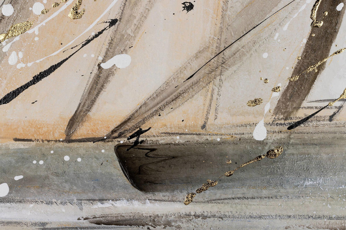 ACRYLBILD HANDGEMALT 100/75 cm - Beige/Grau, Holz/Textil (2/75cm) - KUNSTLOFT